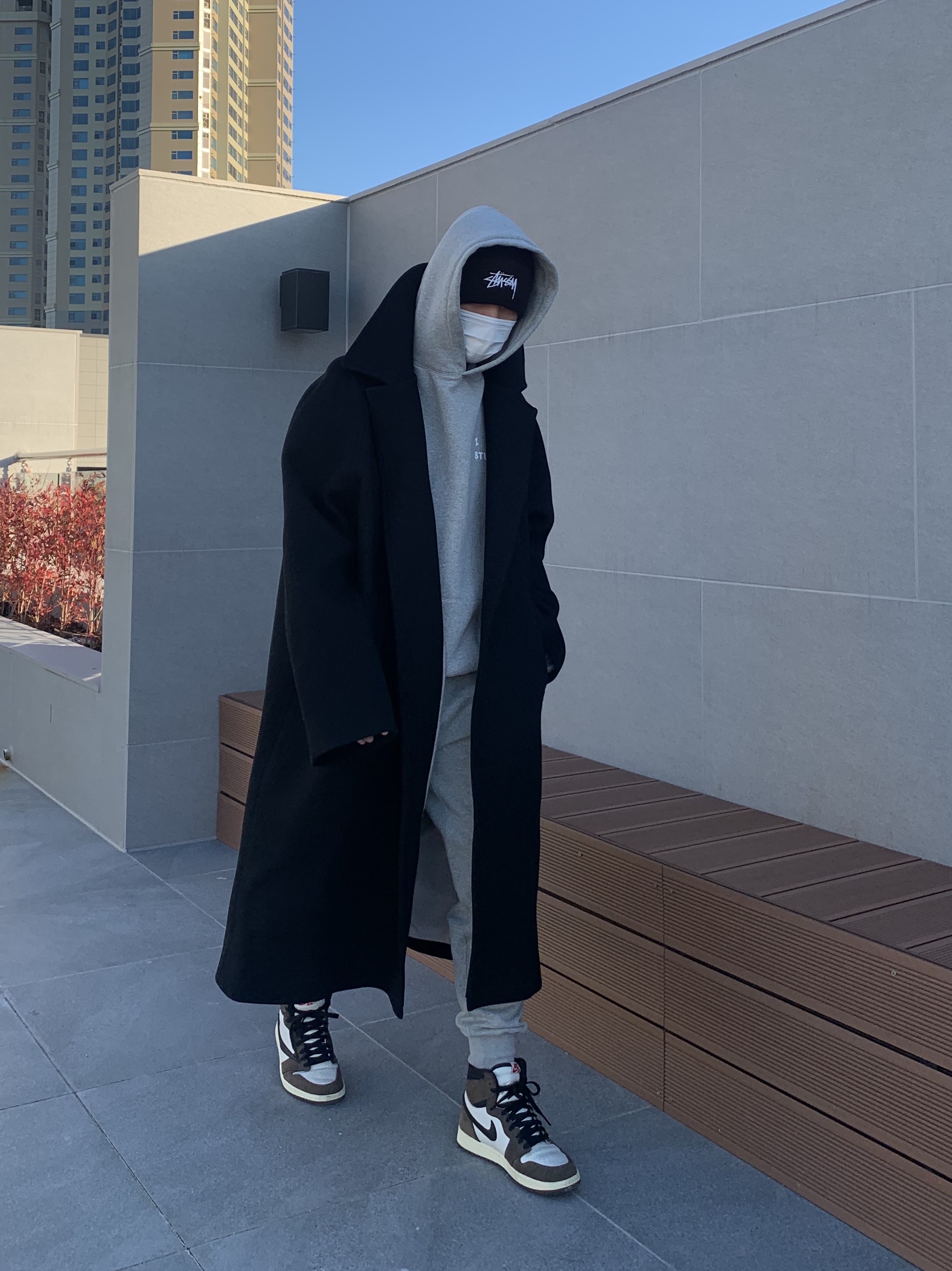 Jordan 1 x Travis Scott Retro High OG SP Mocha, IAB Studio Hoodie Gray - 21SS 착용 스타일