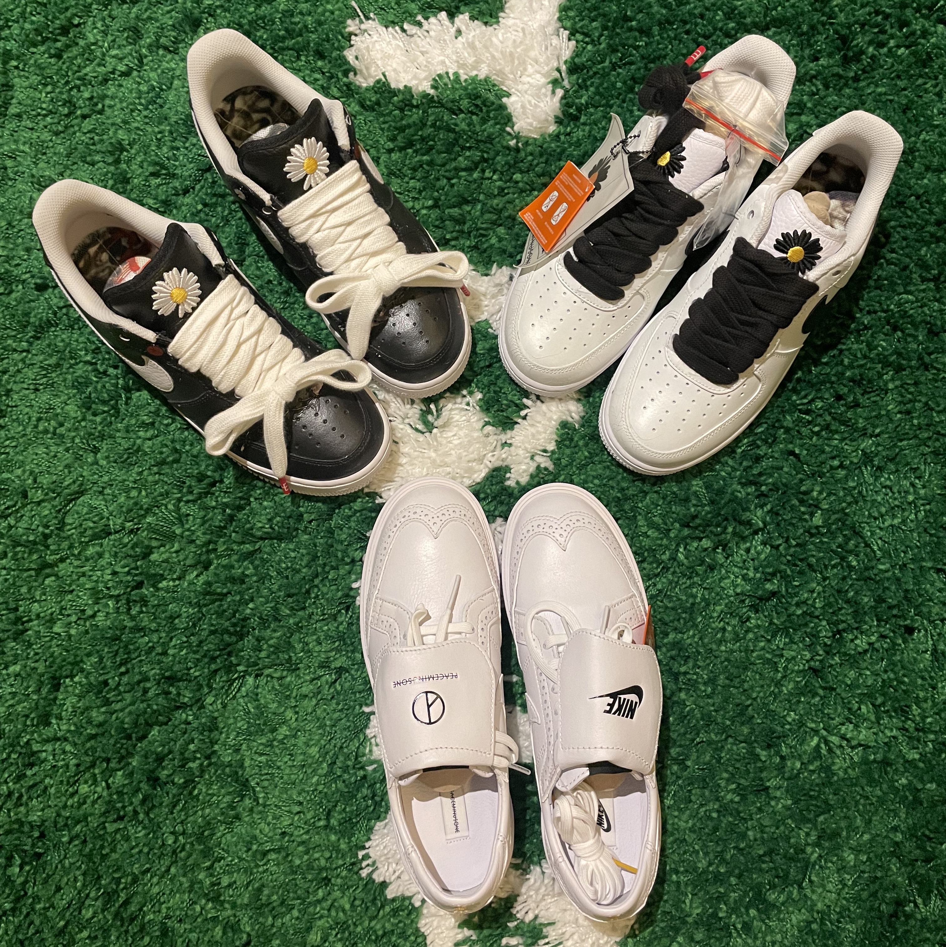 Nike x Peaceminusone Kwondo1 White, Nike x Peaceminusone Air Force 1 Low Para-Noise 2.0 착용 스타일