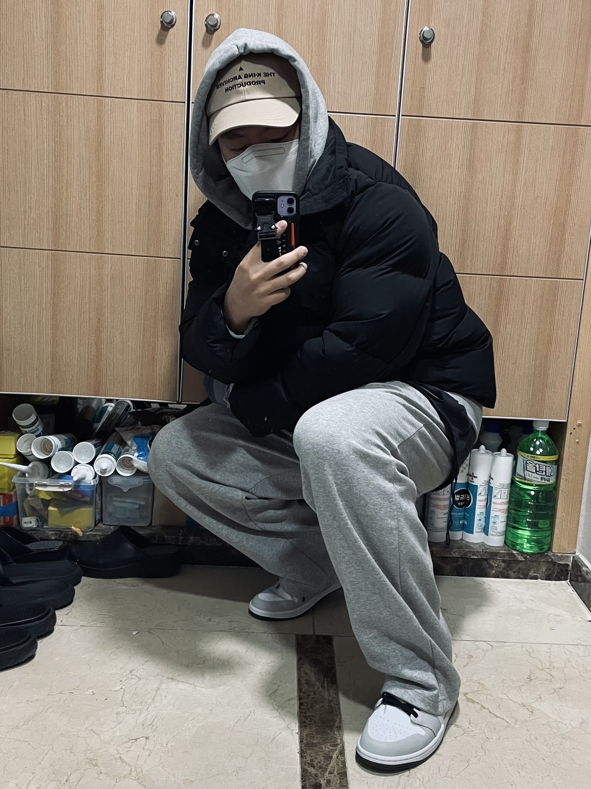 (W) Jordan 1 Mid Grey Fog 착용 스타일
