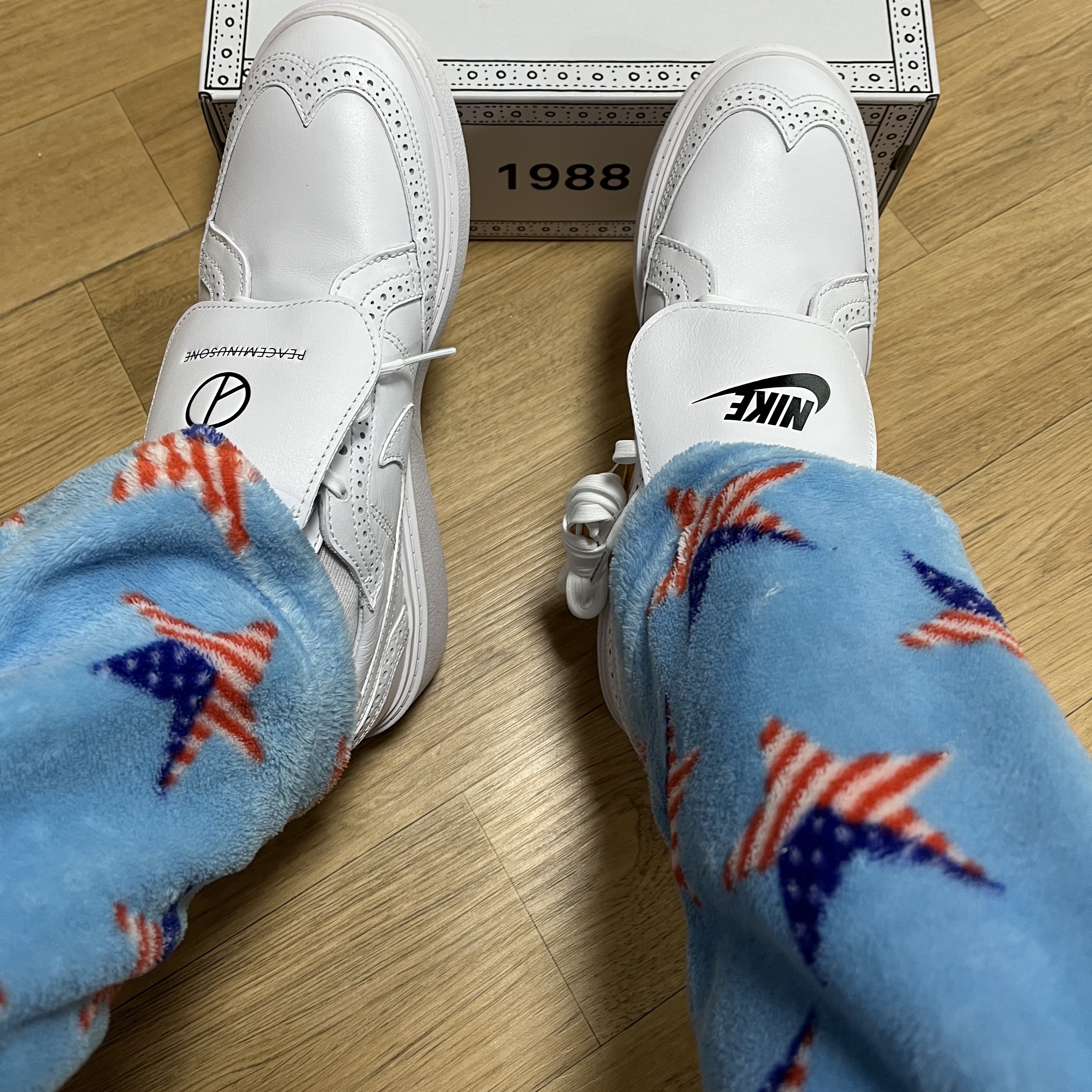 Nike x Peaceminusone Kwondo1 White 착용 스타일 - 3