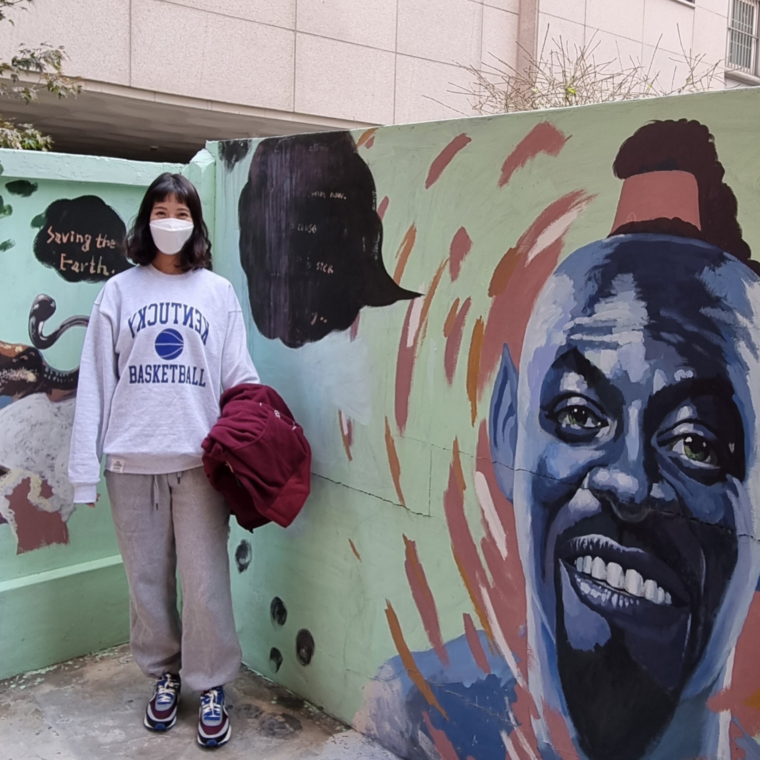 Nike x Sacai x Undercover LDWaffle Night Maroon Team Royal 착용 스타일 - 2