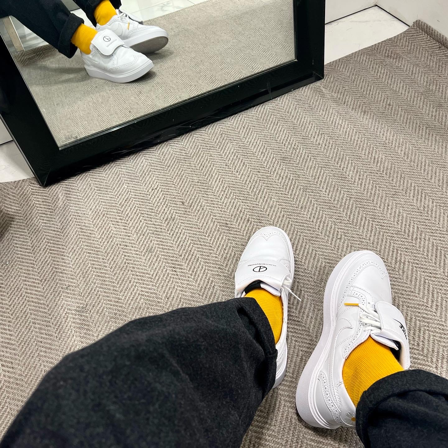 Nike x Peaceminusone Kwondo1 White 착용 스타일 - 3