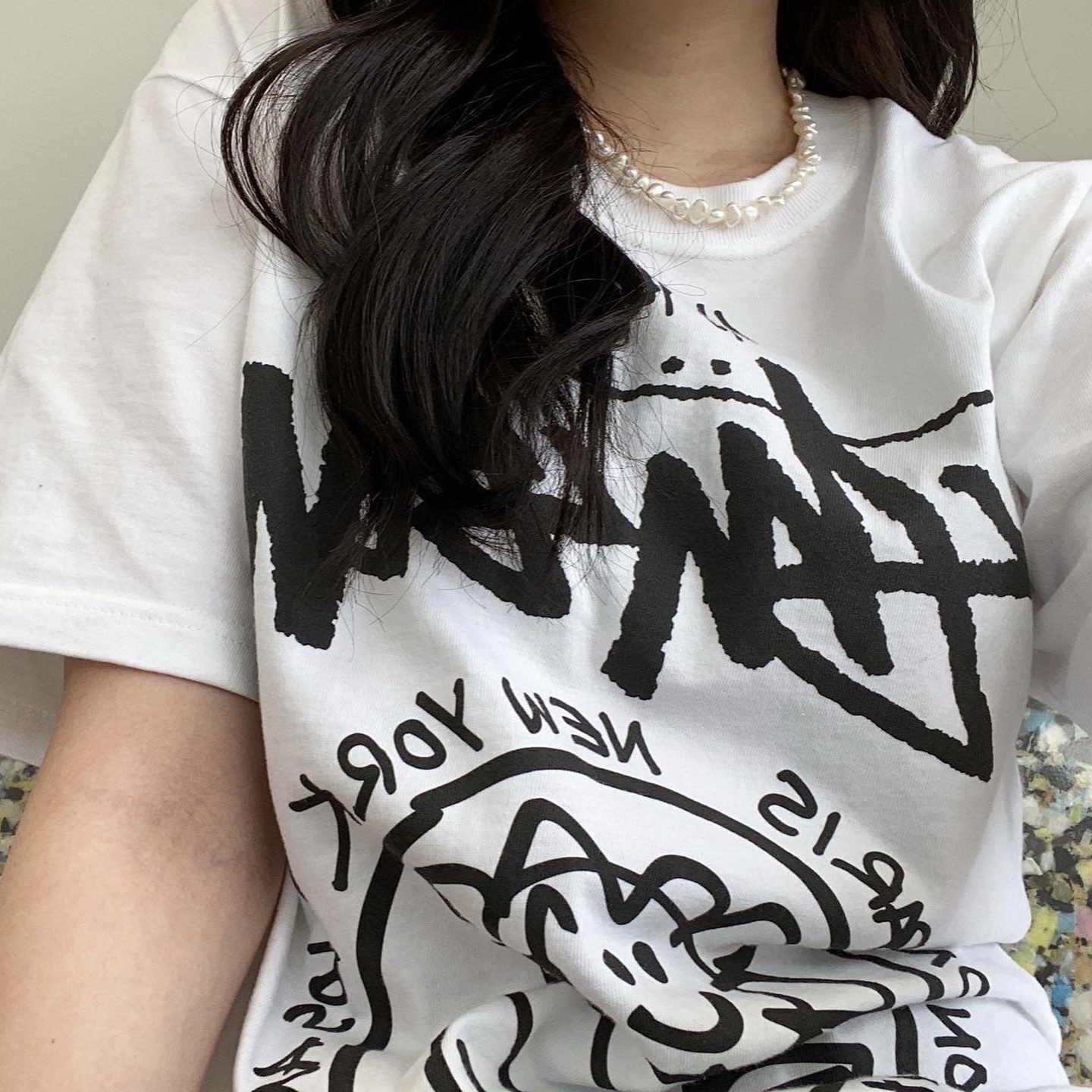 Stussy x Marc Jacobs 40 WT T-Shirt 착용 스타일