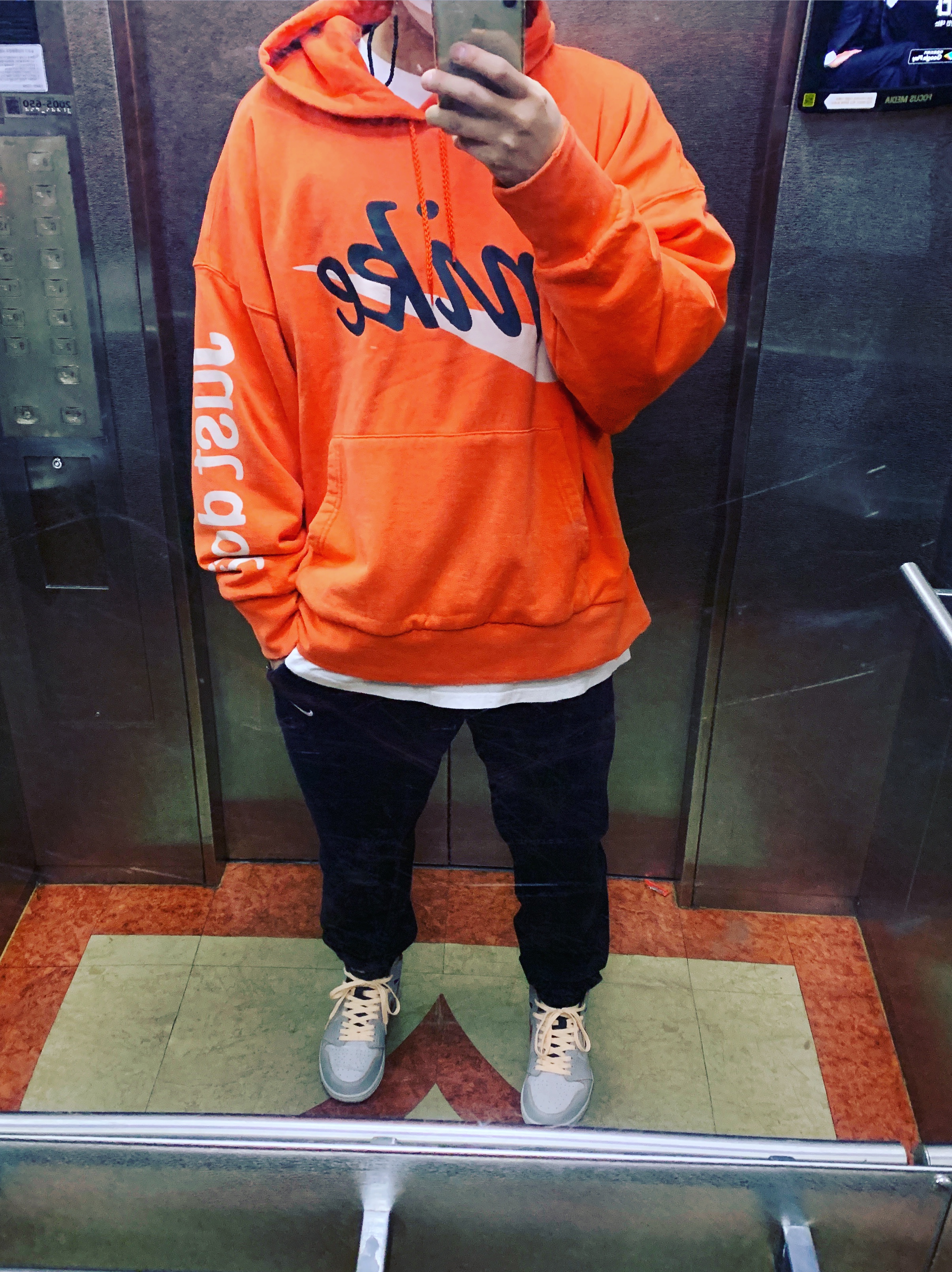 Nike x Cactus Plant Flea Market Shoebox Heavyweight Hooded Pullover Orange - US/EU, Nike M NRG Sweatpants Black 착용 스타일