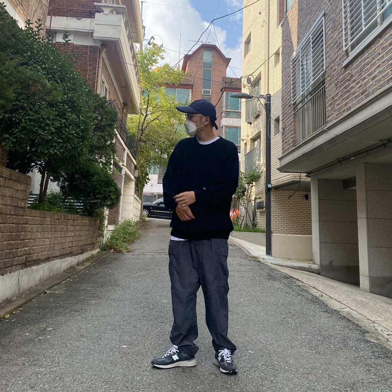 New Balance 992 Made in USA Navy 착용 스타일 - 1