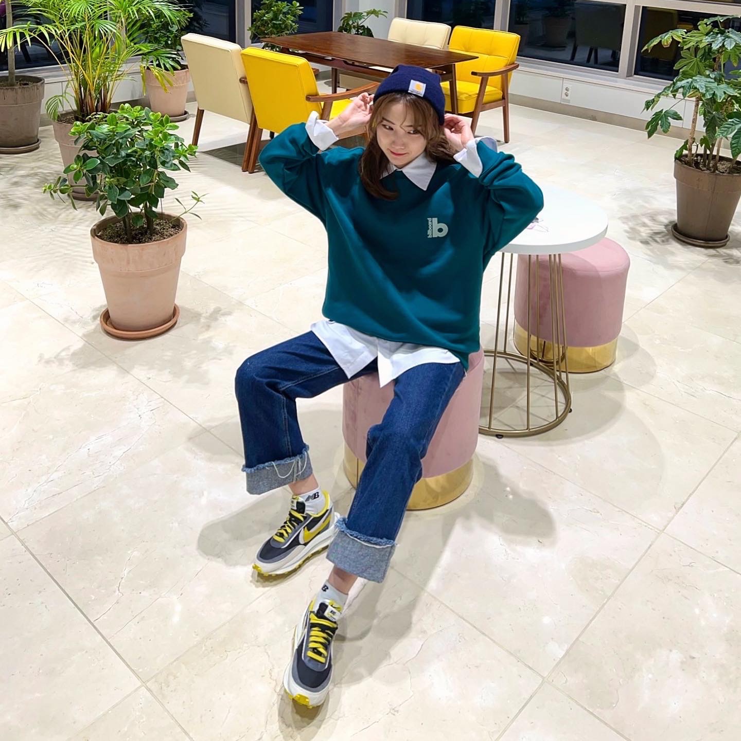Nike x Sacai x Undercover LDWaffle Black Bright Citron 착용 스타일