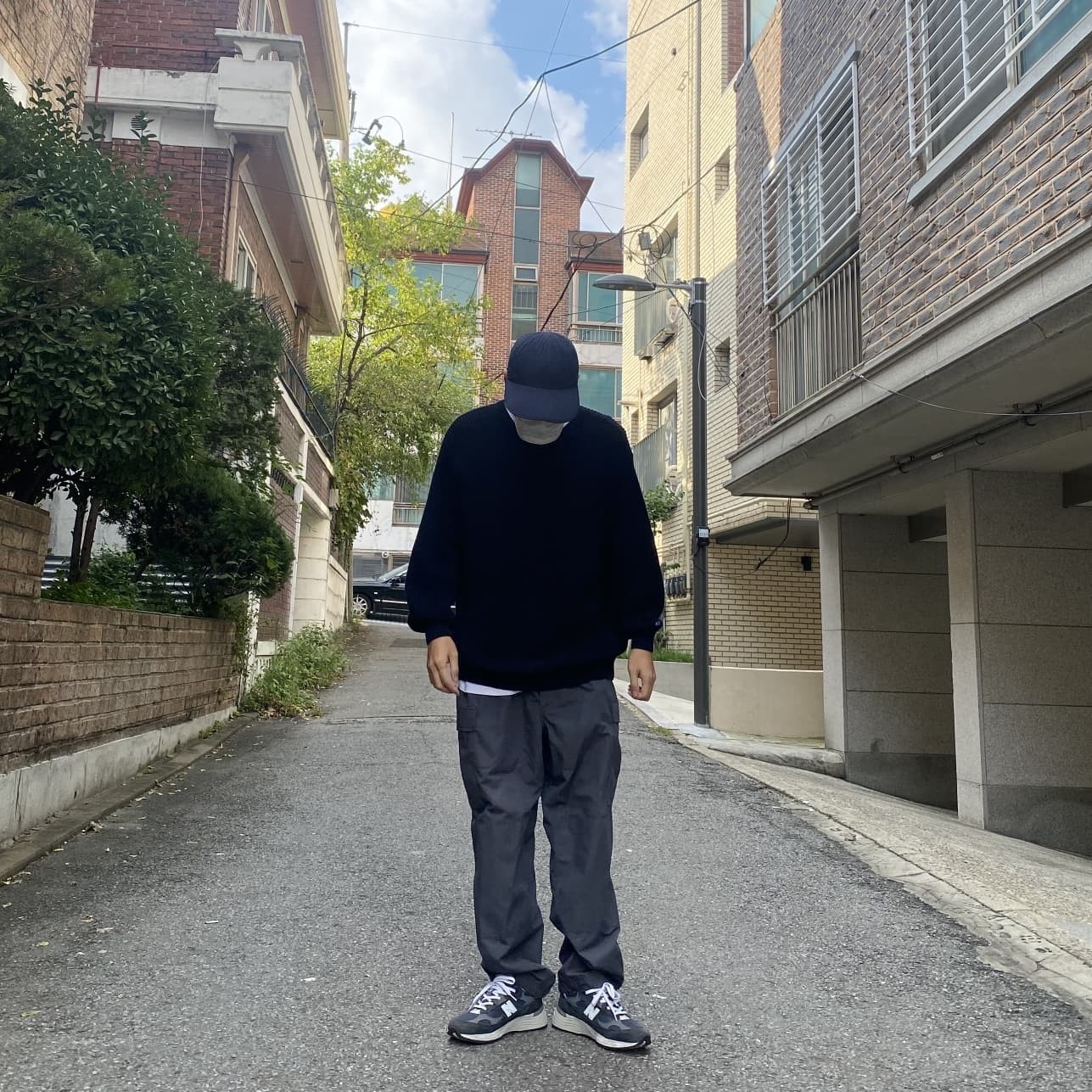 New Balance 992 Made in USA Navy 착용 스타일 - 2
