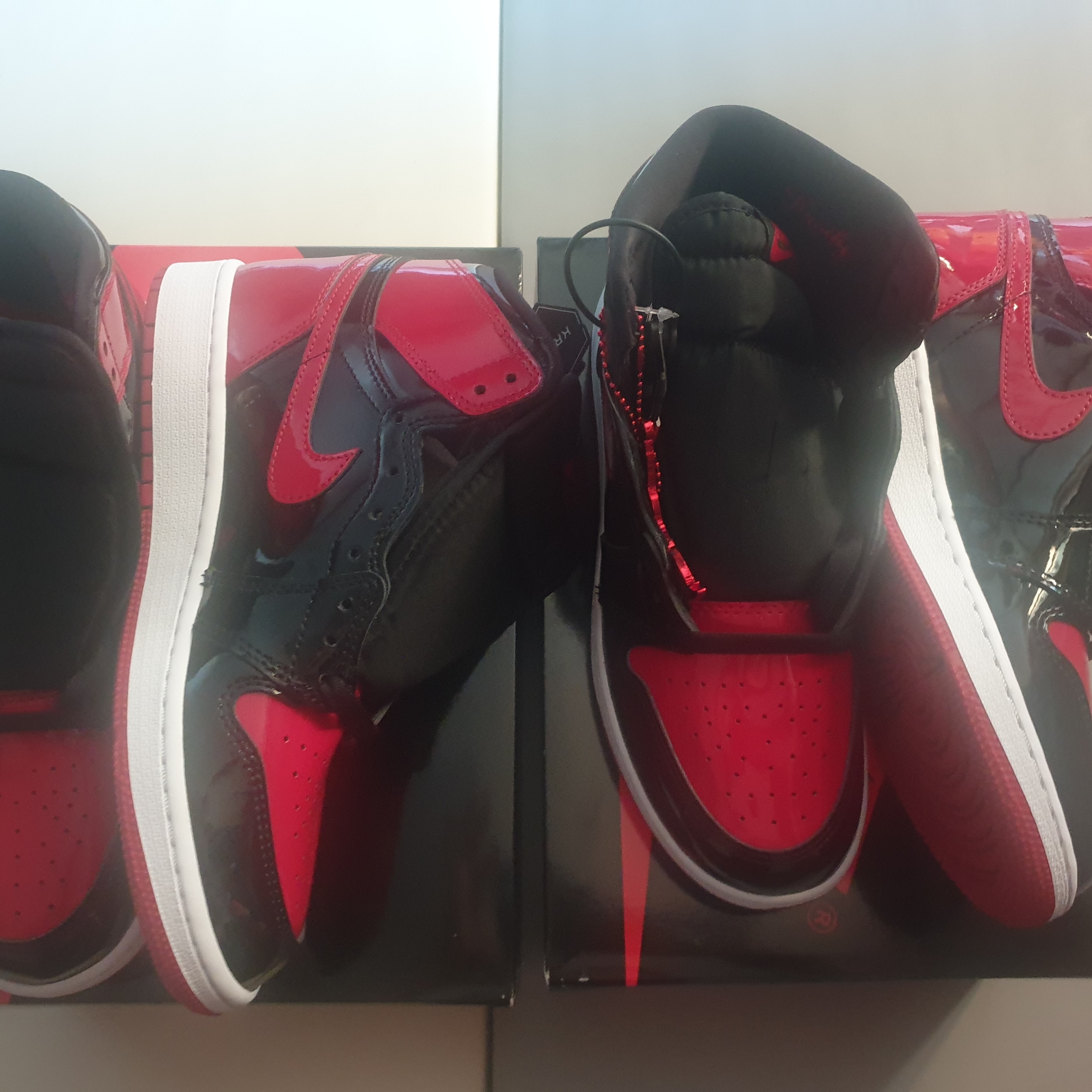 (GS) Jordan 1 Retro High OG Patent Bred, Jordan 1 Retro High OG Patent Bred 착용 스타일