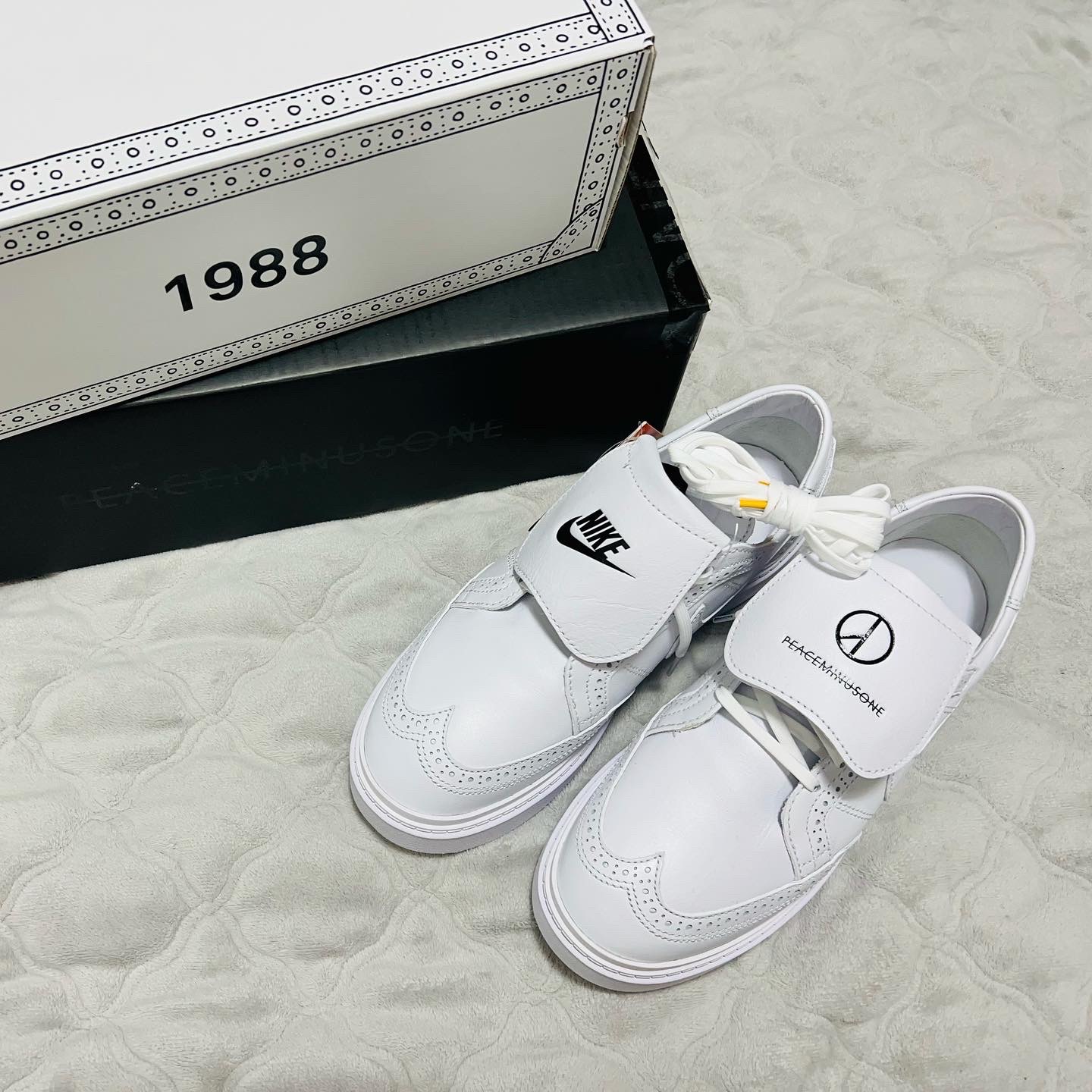 Nike x Peaceminusone Kwondo1 White, Nike x Peaceminusone Air Force 1 Low Para-Noise 착용 스타일 - 4