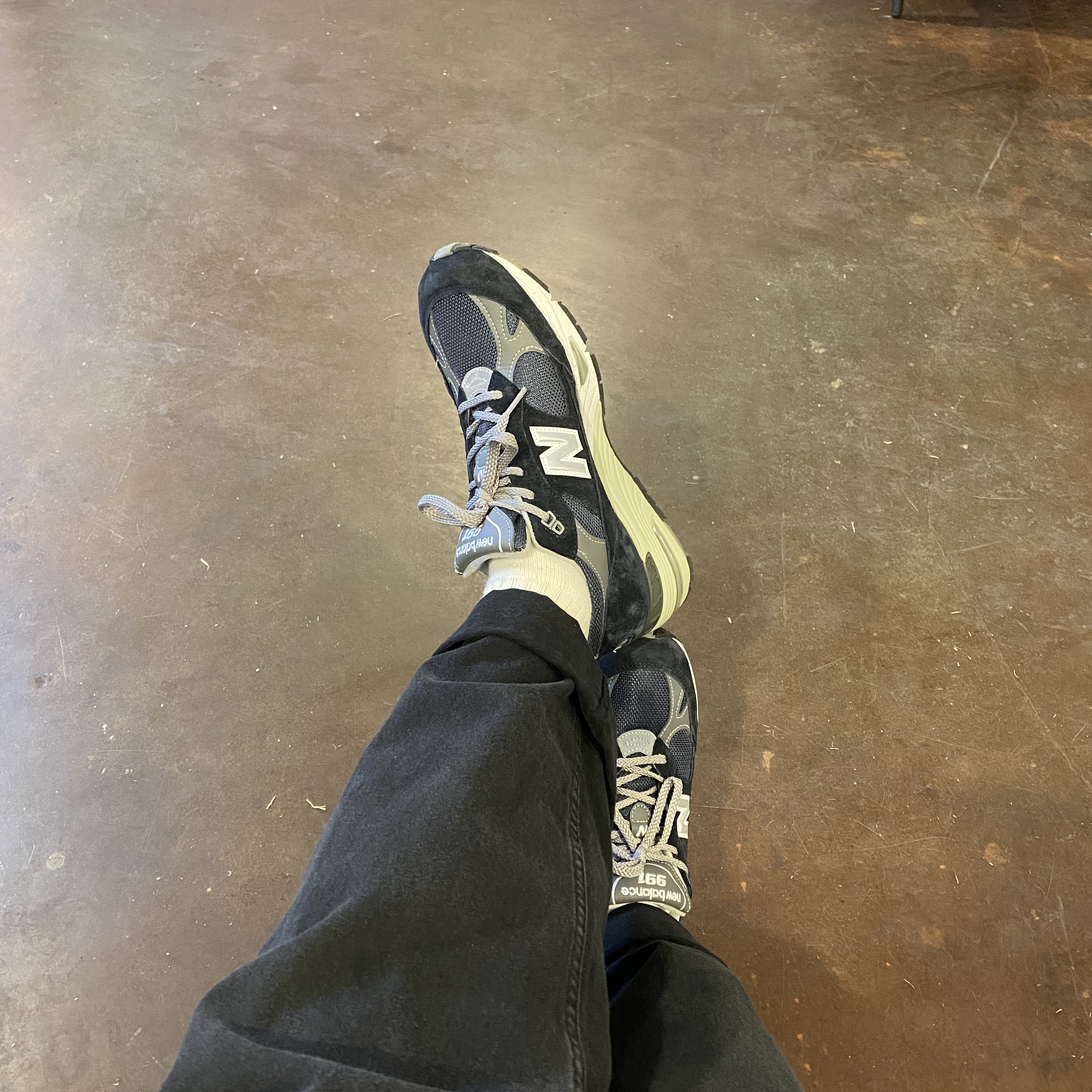 New Balance 991 Made in UK Navy 착용 스타일 - 1