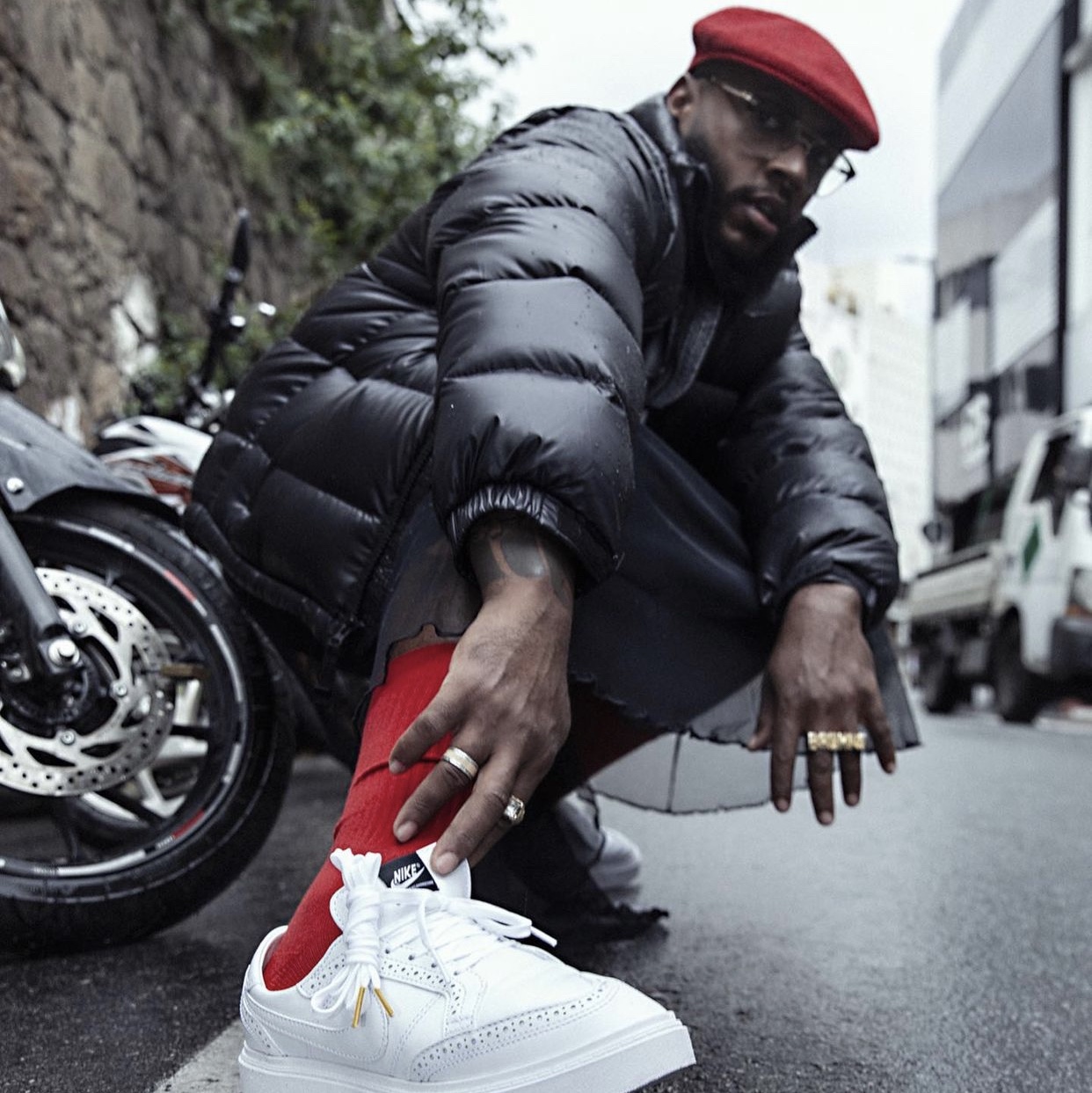 Nike x Peaceminusone Kwondo1 White 착용 스타일 - 4