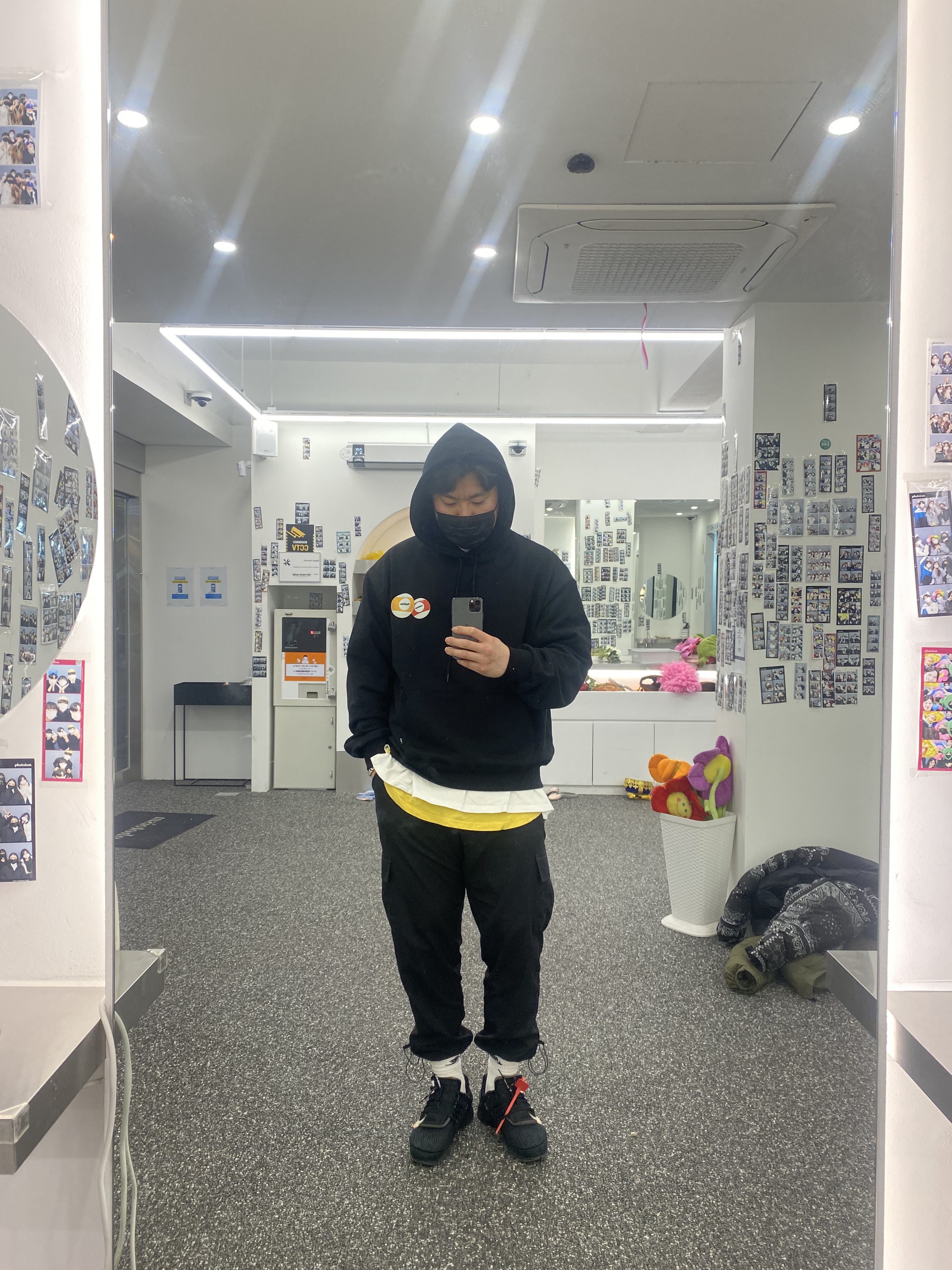 Nike x Off-White Air Presto Black, [KREAM Exclusive] Peaches. & KREAM Lotto Hoodie Black (XL) 착용 스타일 - 1