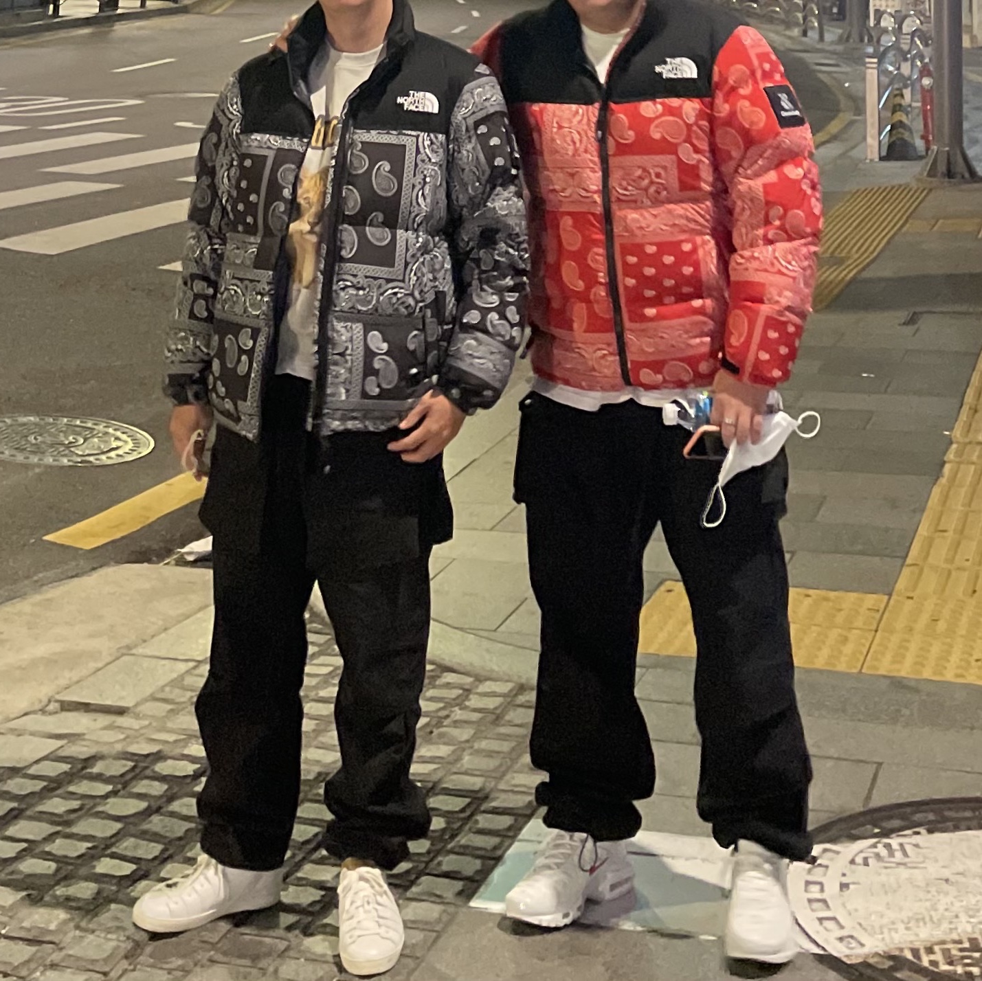 The North Face Nuptse Down Jacket Red, Nike x Supreme Air Max Plus TN White 착용 스타일