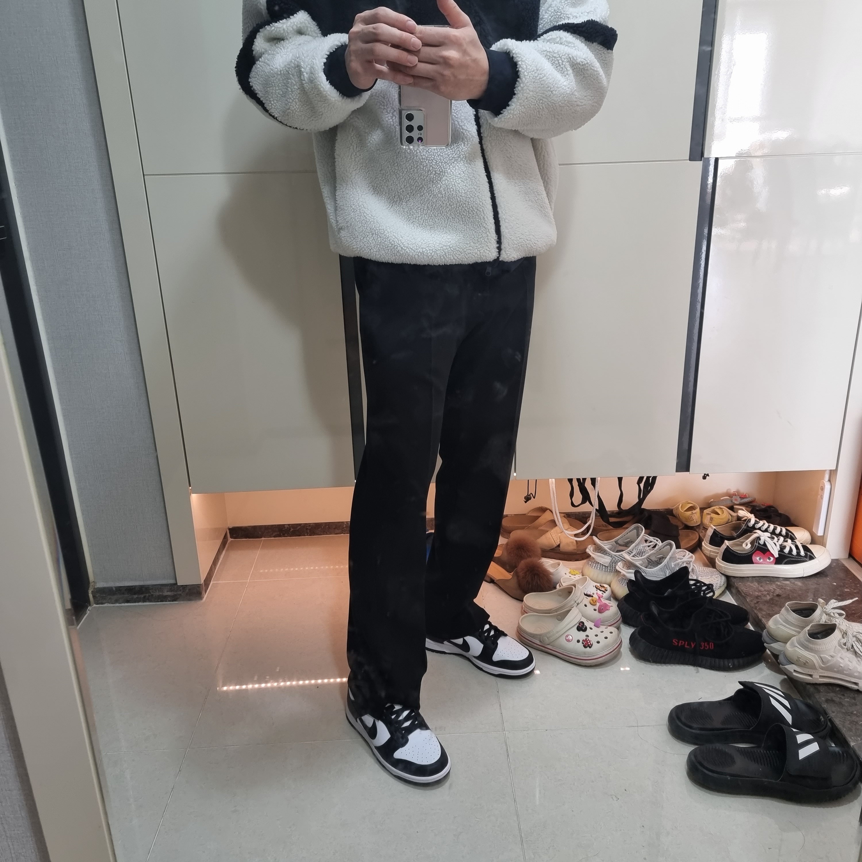 Nike Big Swoosh Full Zip Jacket White Navy, (W) Nike Dunk Low Black 착용 스타일