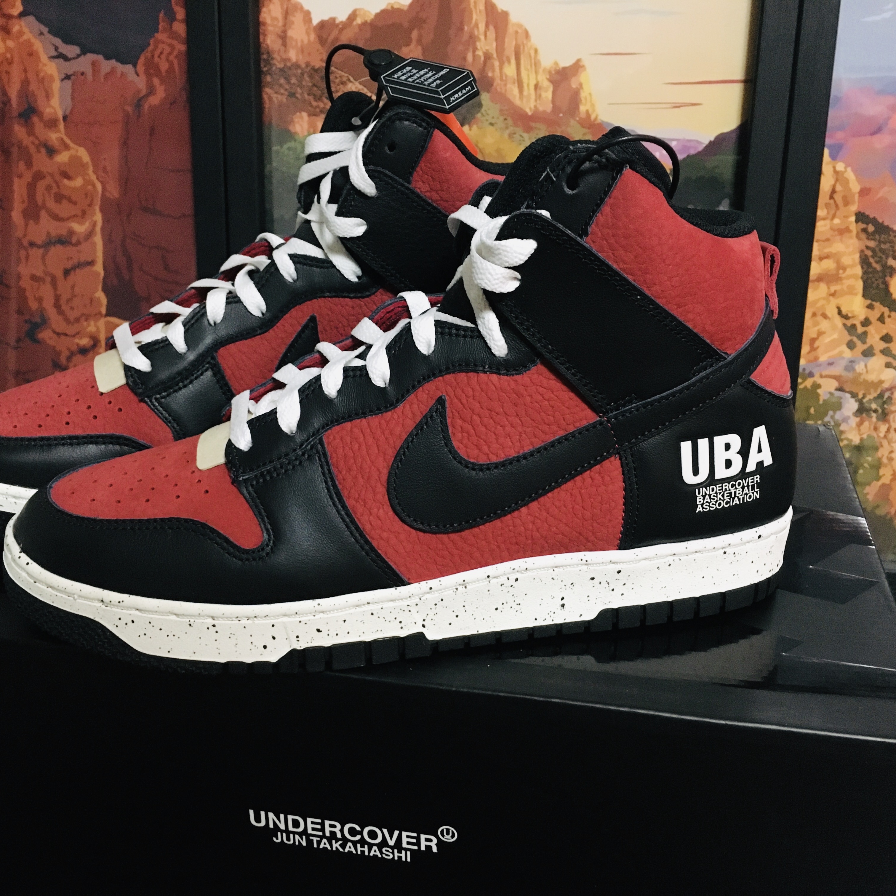 Nike x Undercover Dunk High 1985 Gym Red 착용 스타일 - 4