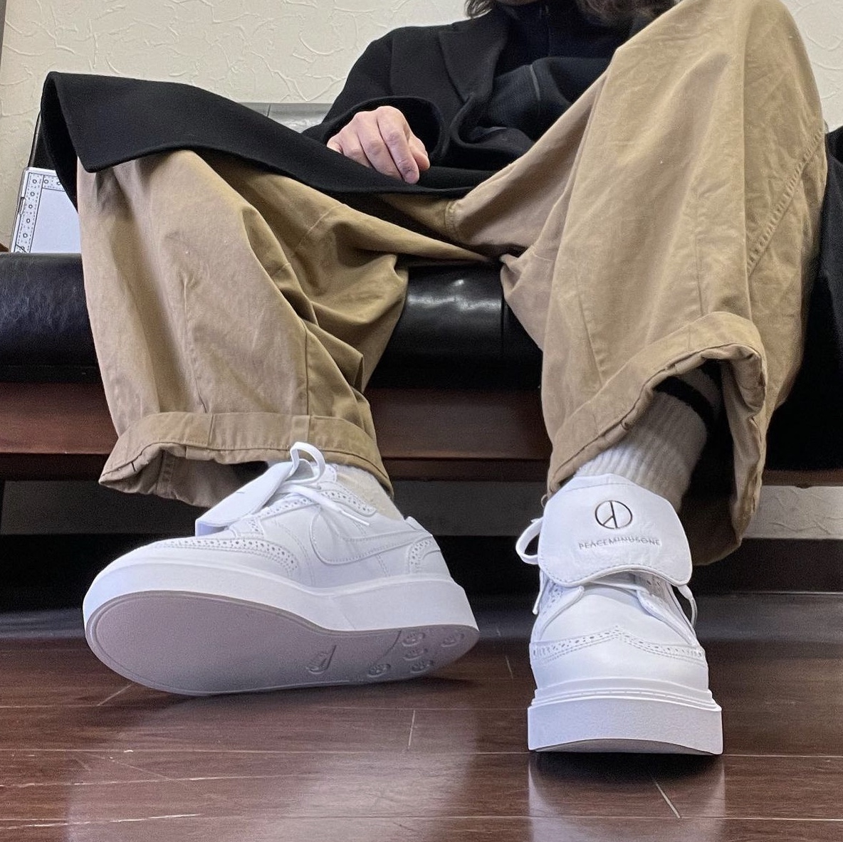 Nike x Peaceminusone Kwondo1 White 착용 스타일 - 5