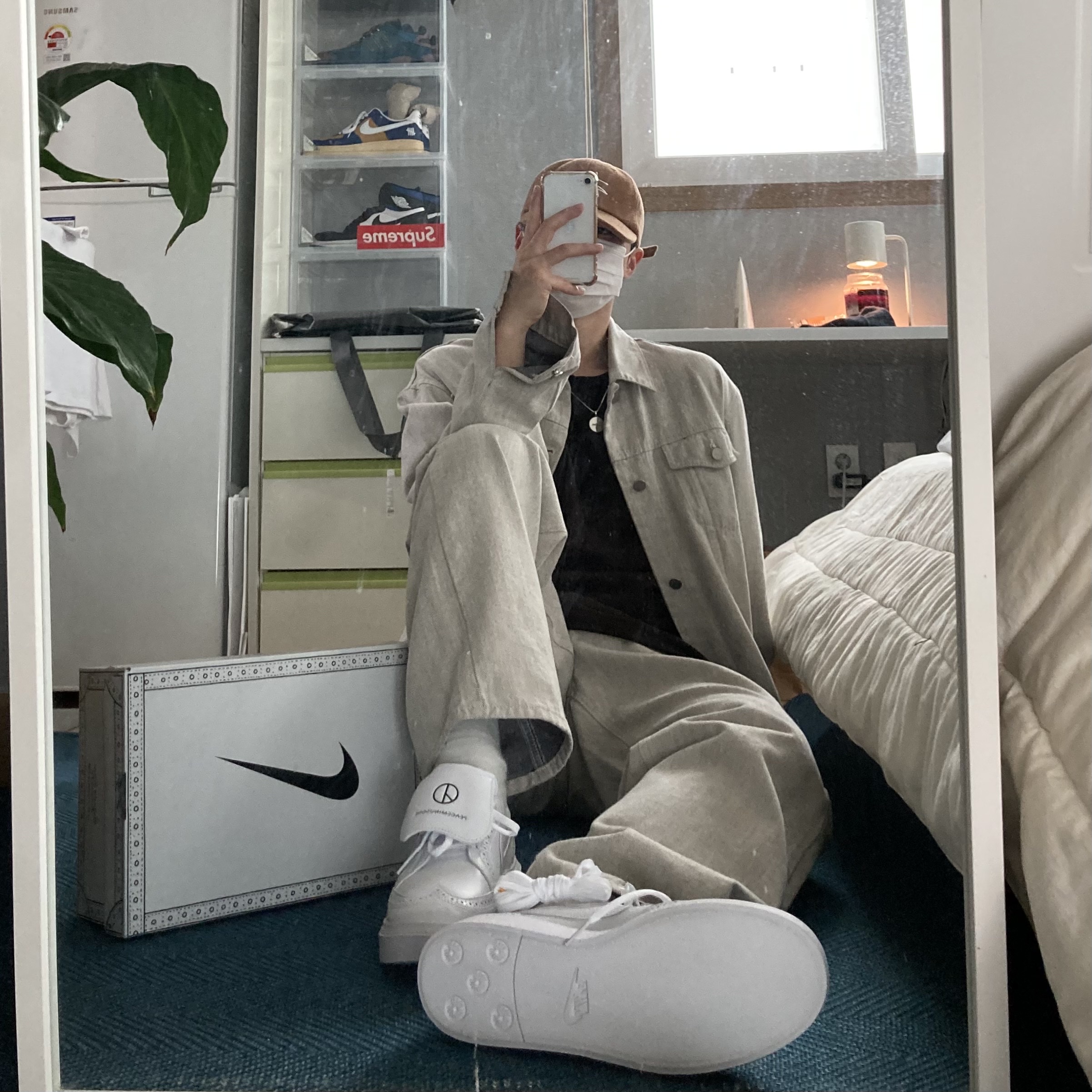 Nike x Peaceminusone Kwondo1 White 착용 스타일 - 1