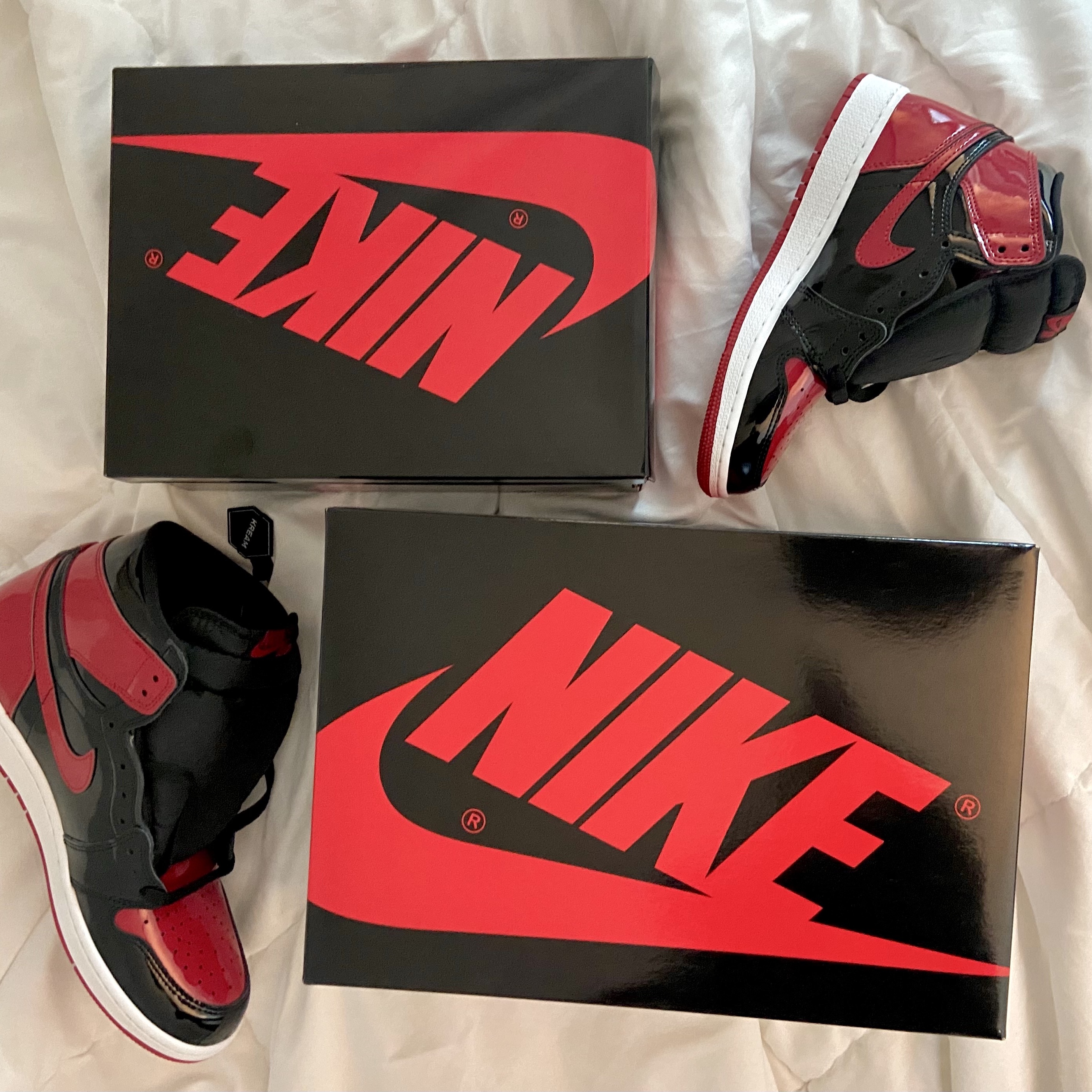 Jordan 1 Retro High OG Patent Bred, (GS) Jordan 1 Retro High OG Patent Bred 착용 스타일