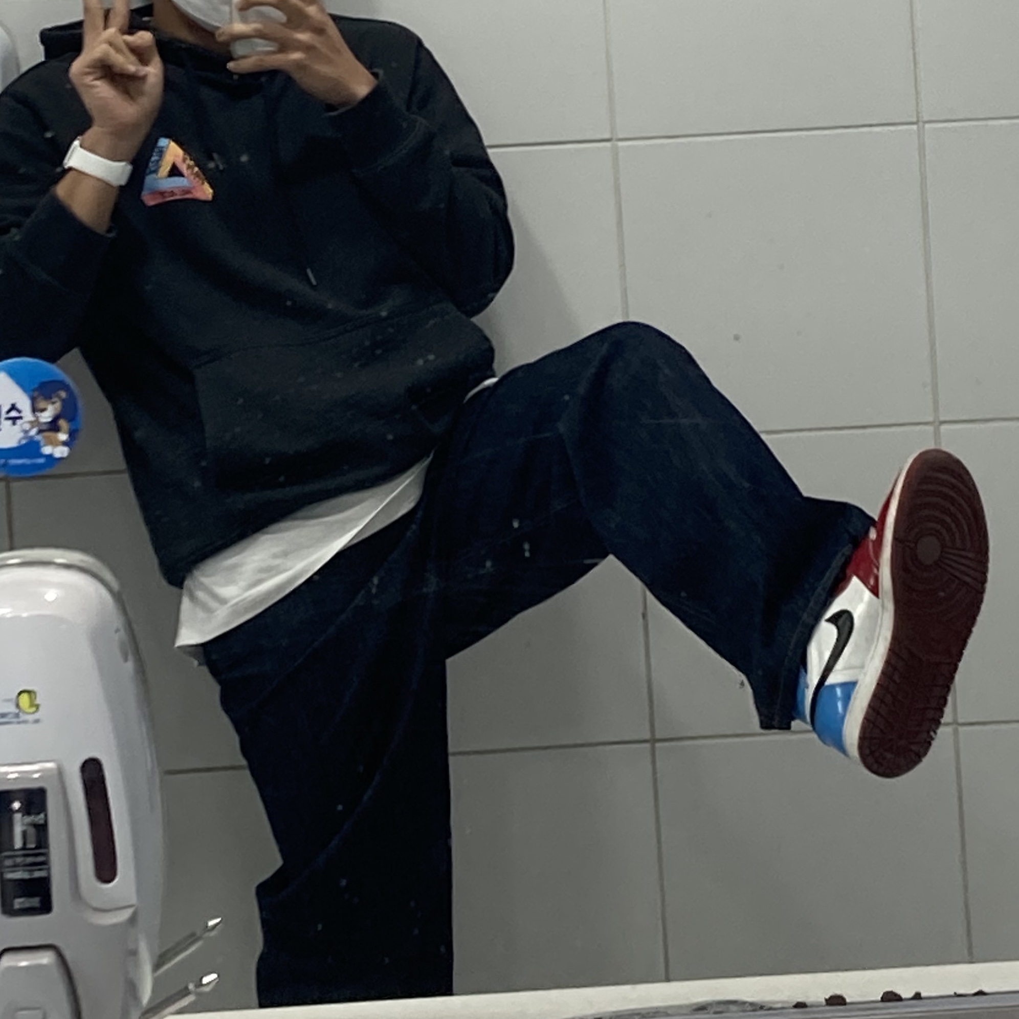 Jordan 1 Retro High Fearless UNC Chicago, Palace Tri-Tex Hood Black - 20SS 착용 스타일