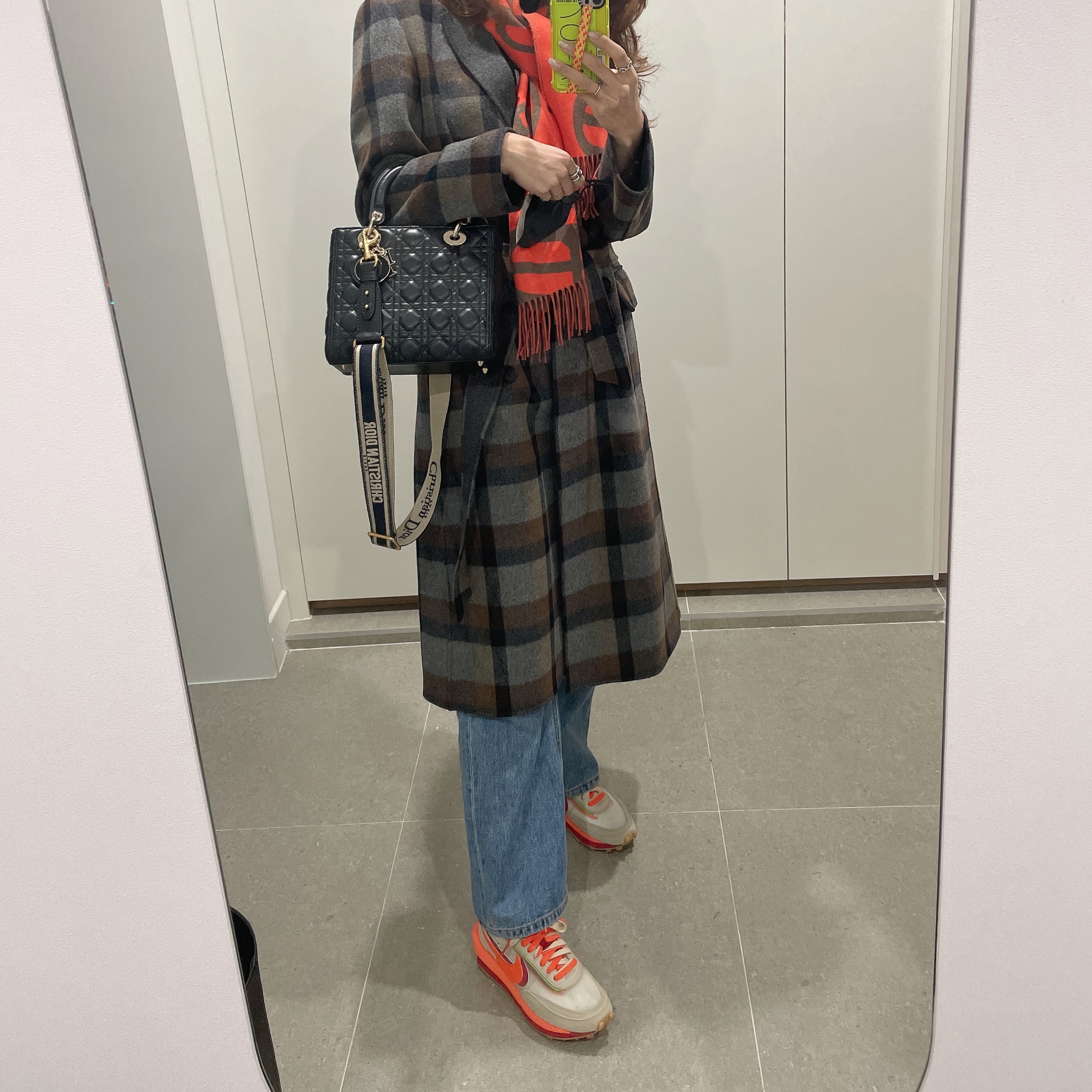 Nike x Sacai x Clot LDWaffle Orange Blaze 착용 스타일 - 2