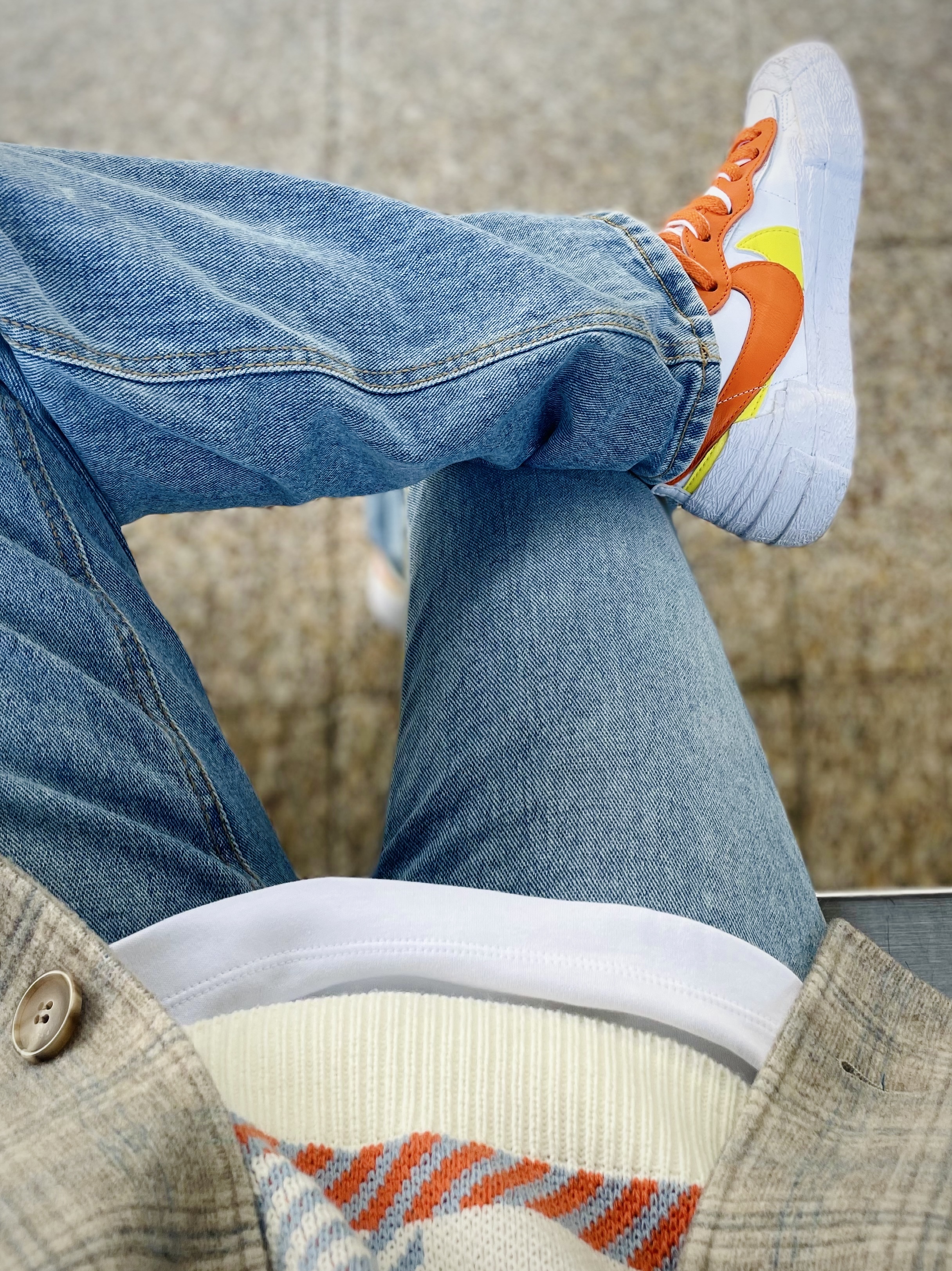 Nike x Sacai Blazer Low Magma Orange 착용 스타일