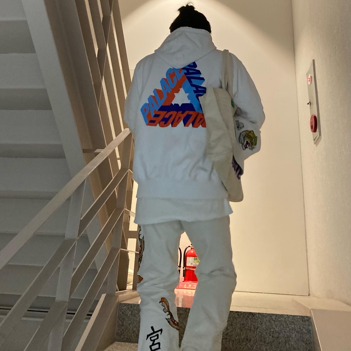 Palace P-3D Hood White - 21FW, Palace Carp Jean White - 21FW 착용 스타일 - 1