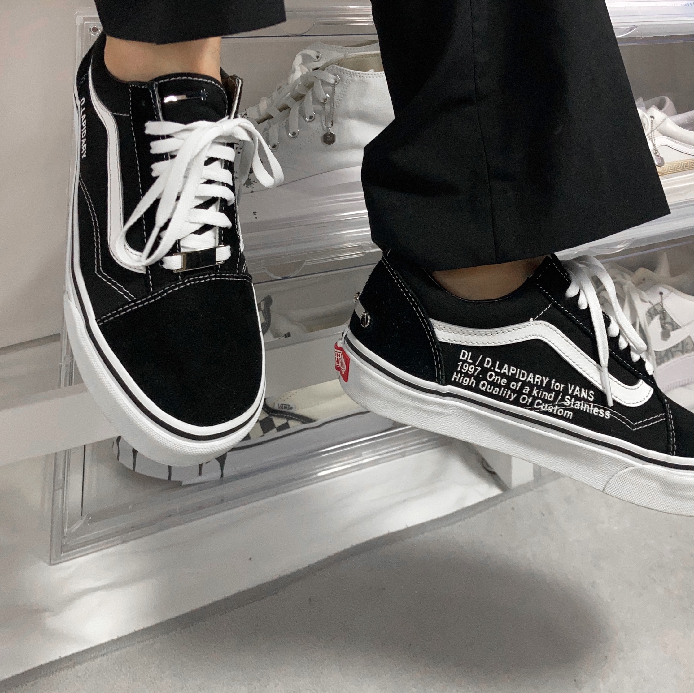 Vans Old Skool Pro Black White 착용 스타일 - 4