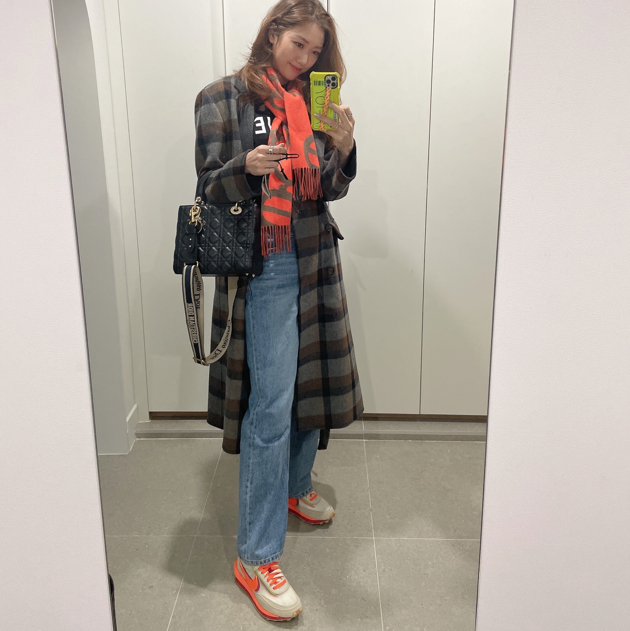 Nike x Sacai x Clot LDWaffle Orange Blaze 착용 스타일 - 1