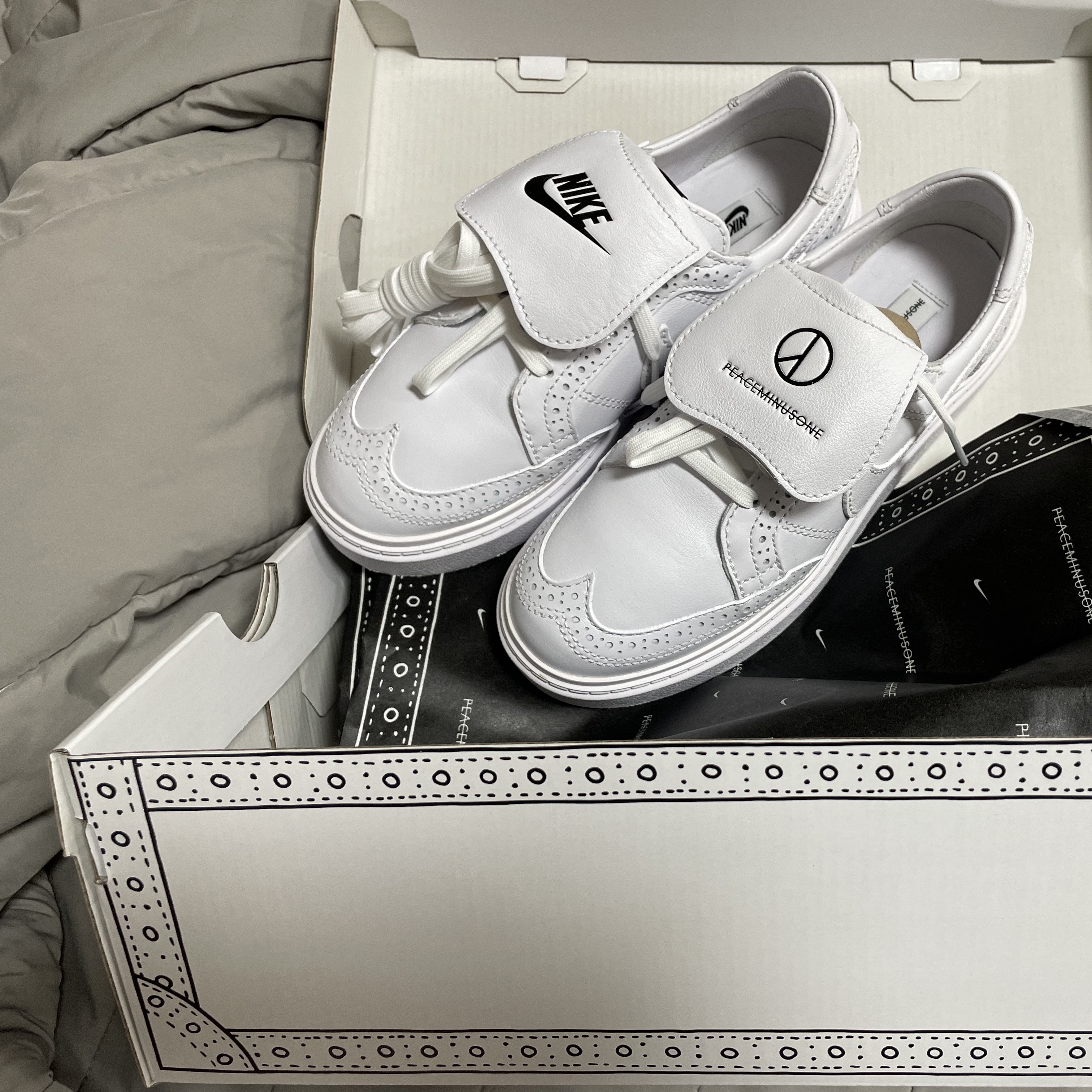 Nike x Peaceminusone Kwondo1 White 착용 스타일 - 1