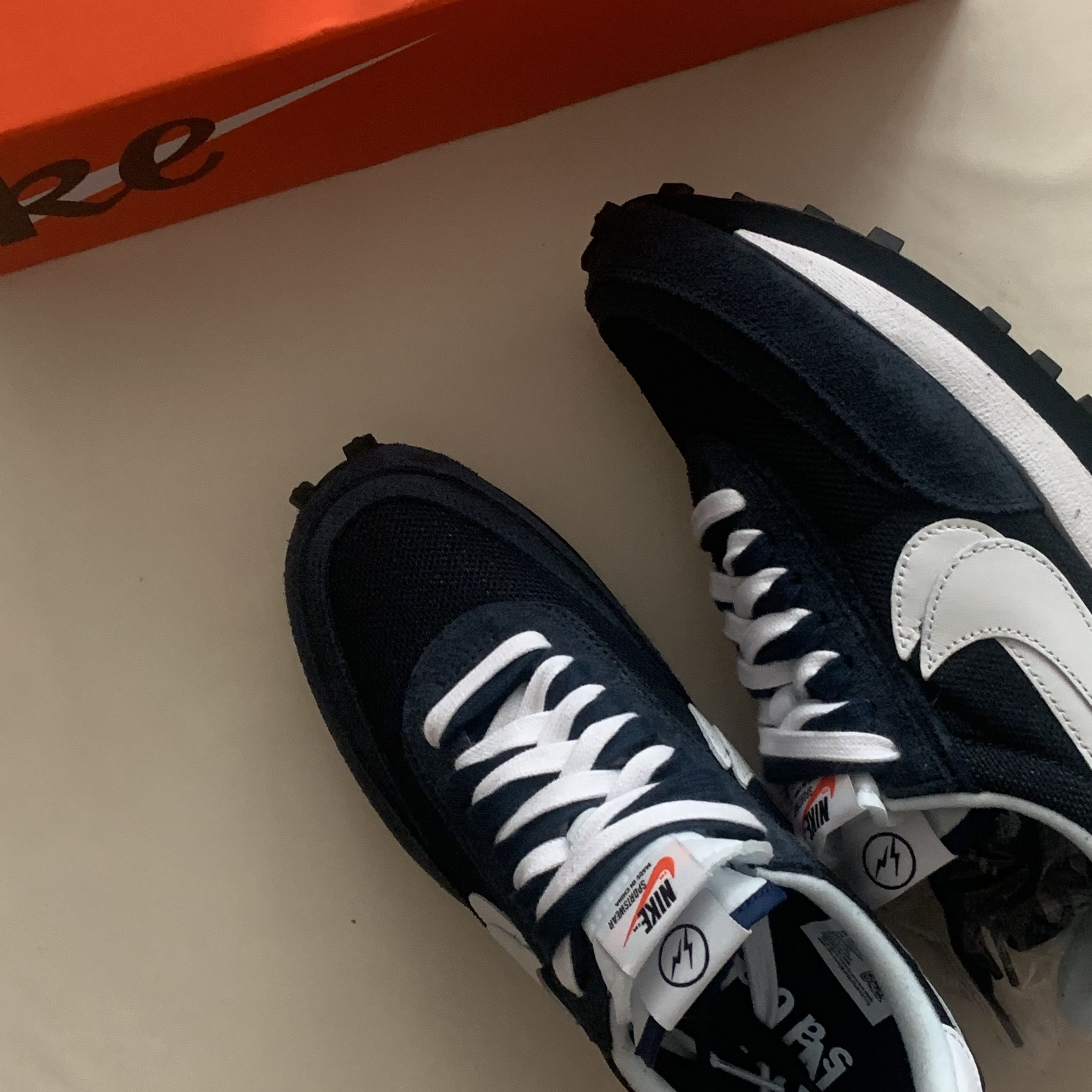 Nike x Sacai x Fragment LDWaffle Blackened Blue 착용 스타일 - 1