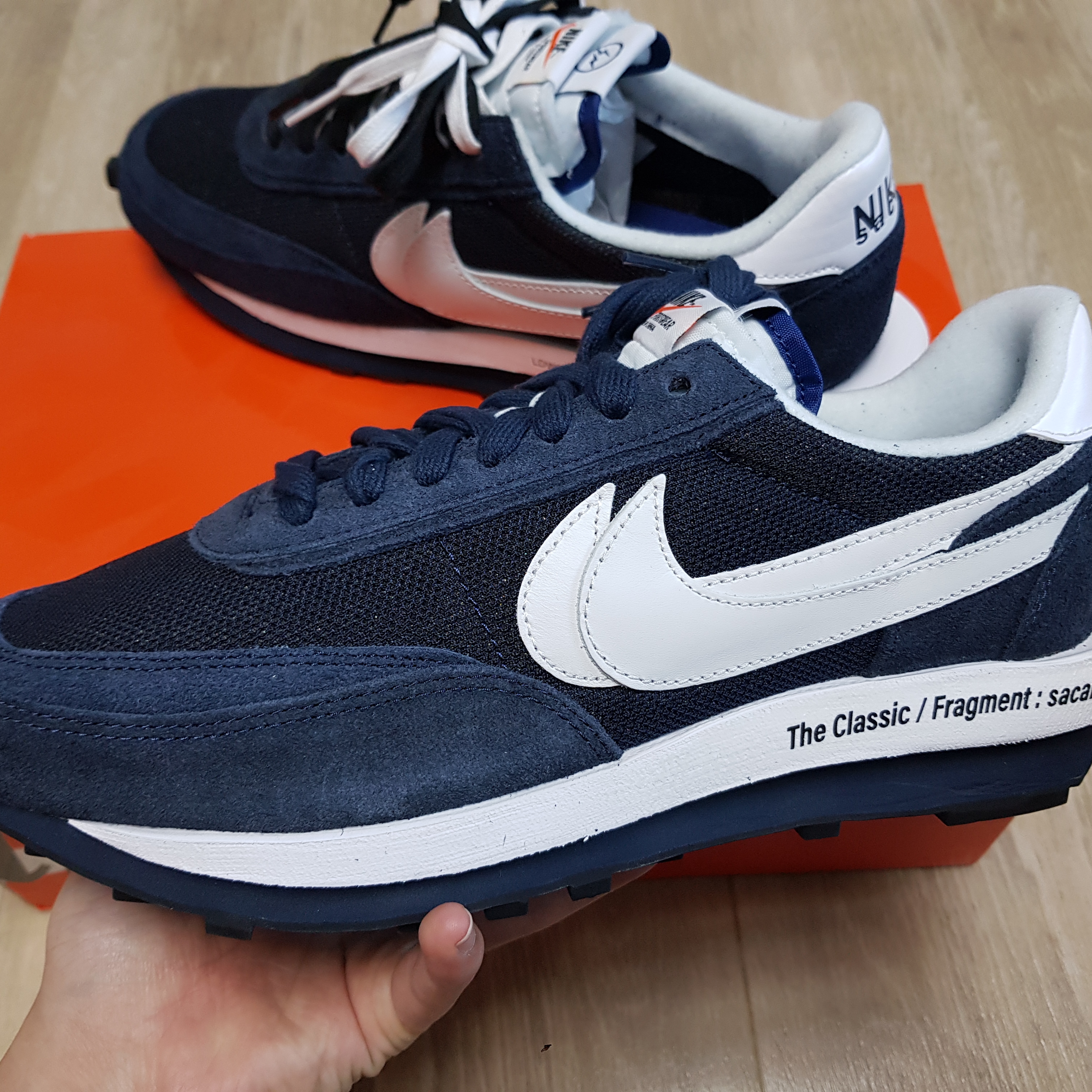 Nike x Sacai x Fragment LDWaffle Blackened Blue 착용 스타일 - 1