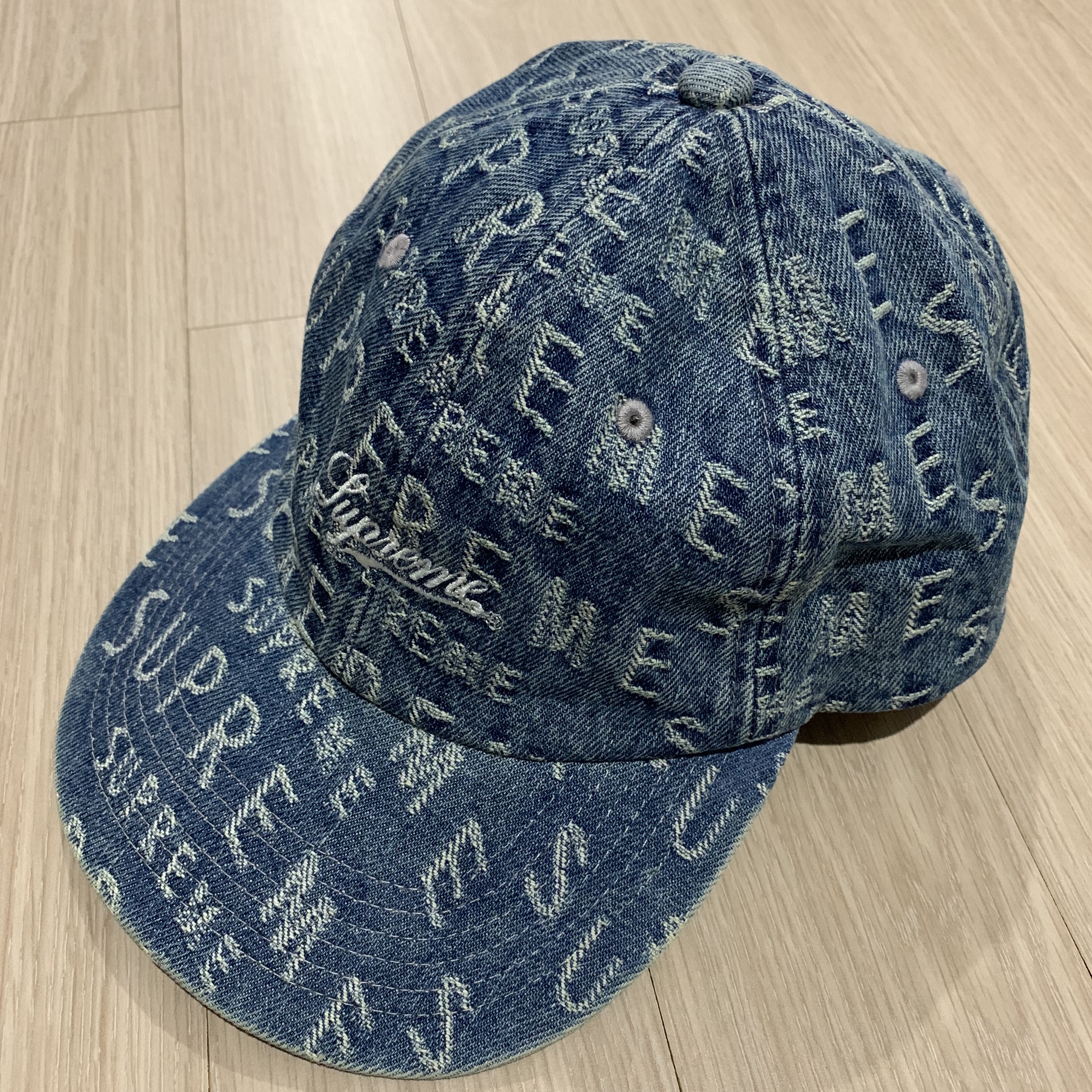 Supreme Warp Jacquard Logos Denim 6-Panel Blue - 21SS 착용 스타일 - 1