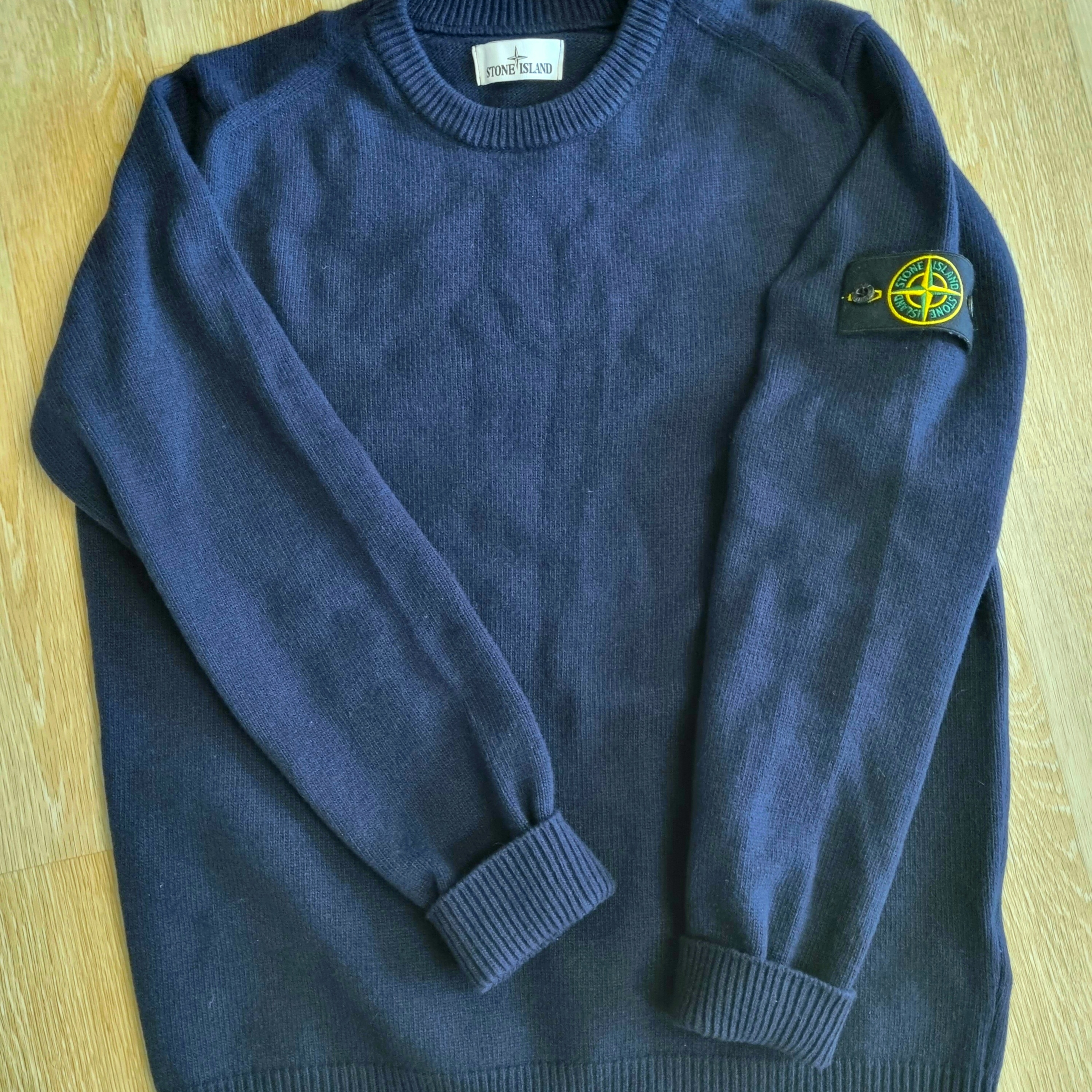 Stone Island 535A3 Lambswool Sweater Navy Blue - 21FW 착용 스타일 - 2