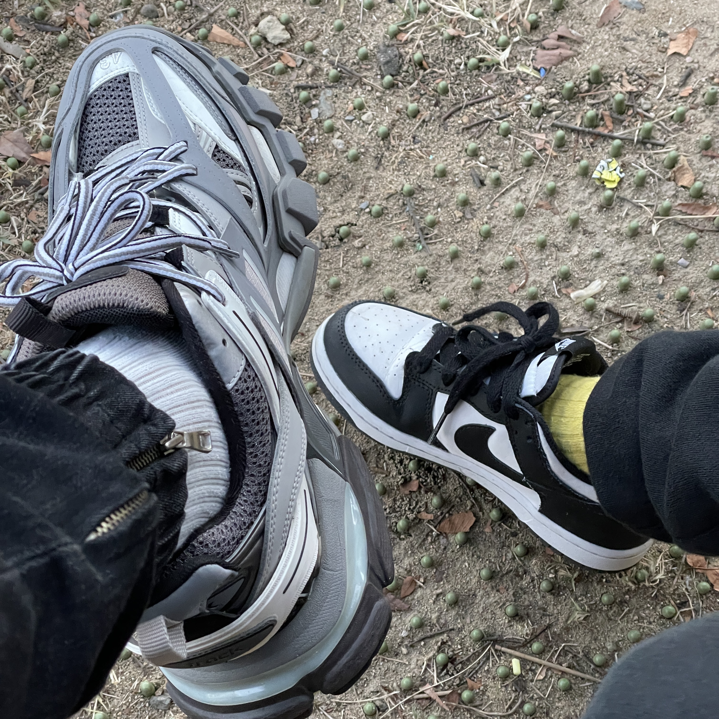 Balenciaga Track Sneakers Grey White 2019, (PS) Nike Dunk Low Black 착용 스타일