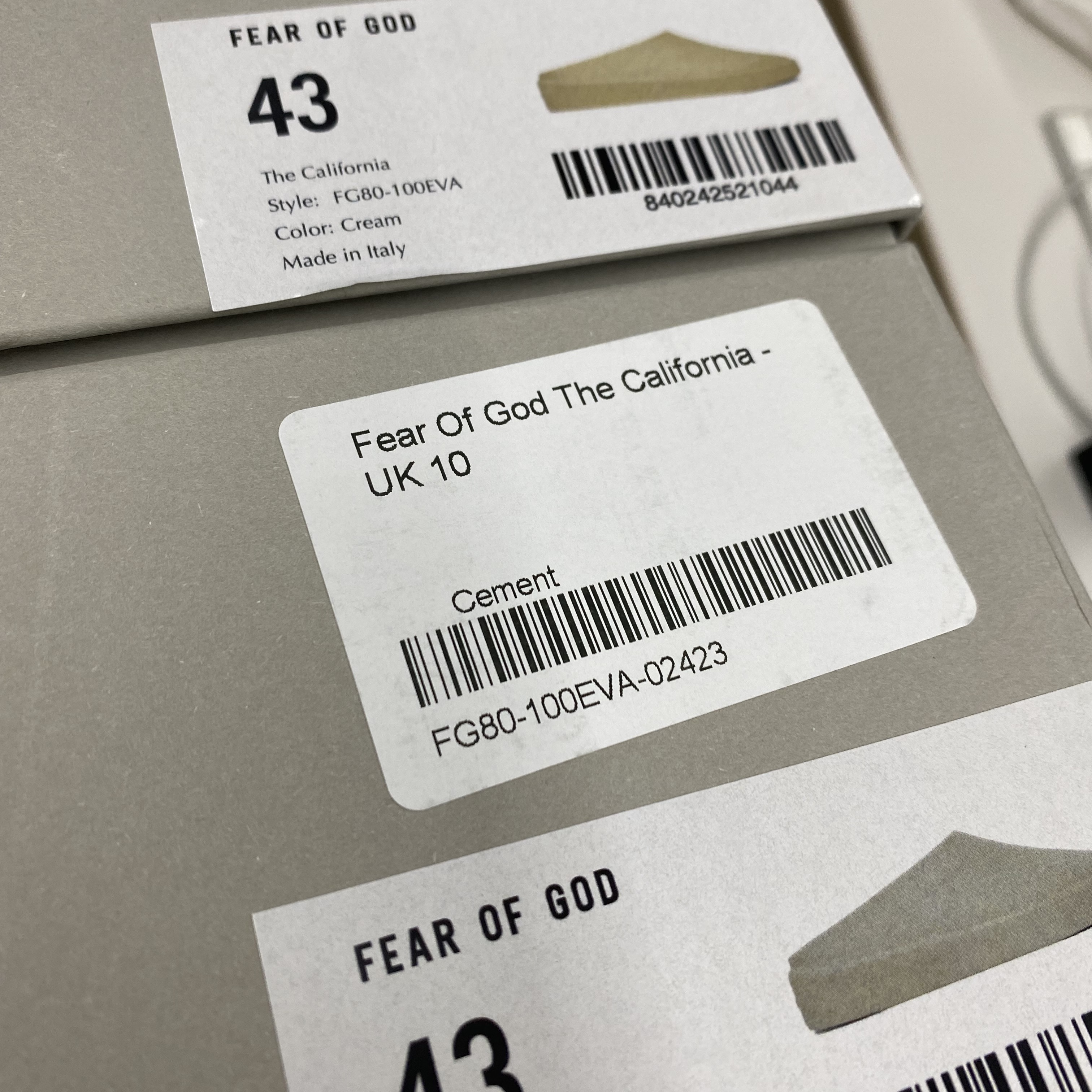 Fear of God The California Cement, Fear of God The California Cream 착용 스타일