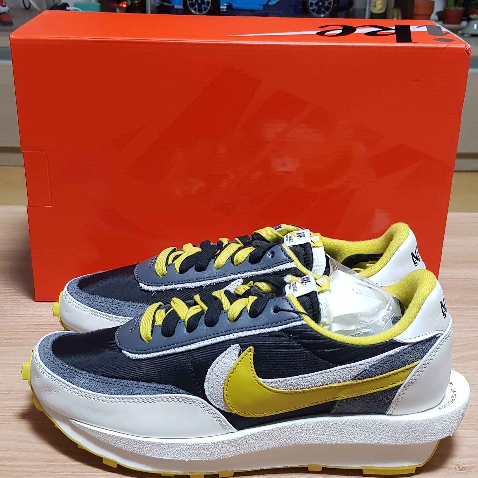 Nike x Sacai x Undercover LDWaffle Black Bright Citron 착용 스타일 - 1