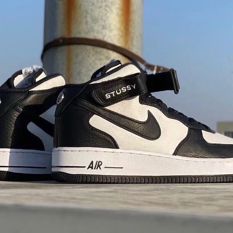 Nike x Stussy Air Force 1 '07 Mid SP Black and Light Bone, (PS) Nike x Stussy Air Force 1 '07 Mid SP Black and Light Bone 착용 스타일 - 3