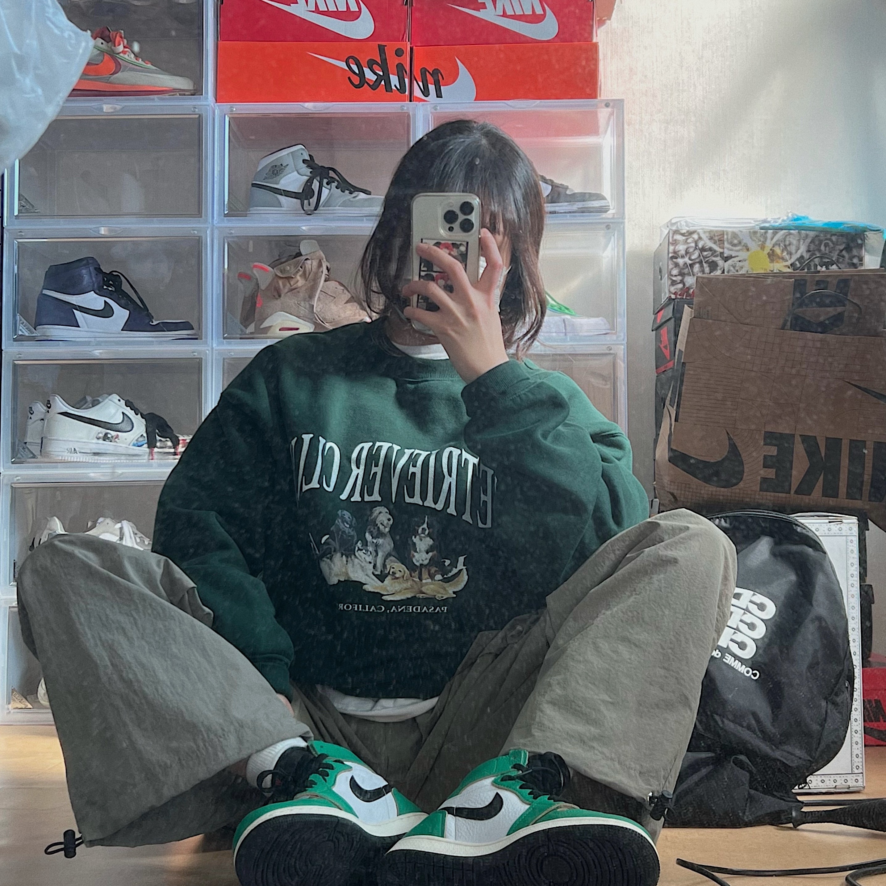 (W) Jordan 1 Retro High OG Lucky Green, (TD) Jordan 1 Retro High OG Lucky Green 착용 스타일 - 2