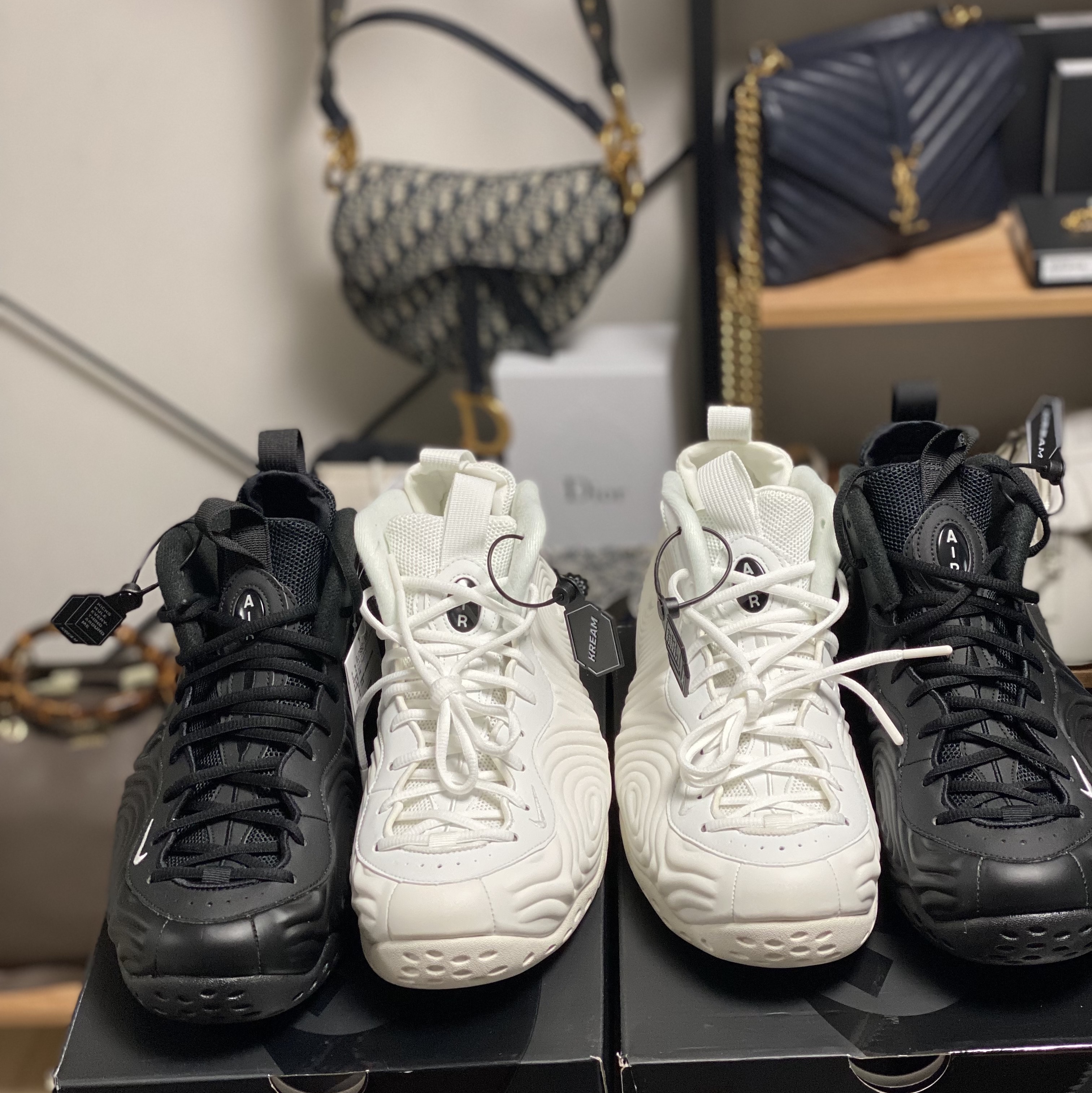 Nike x Comme des Garcons Homme Plus Air Foamposite One Black, Nike x Comme des Garcons Homme Plus Air Foamposite One White 착용 스타일 - 2