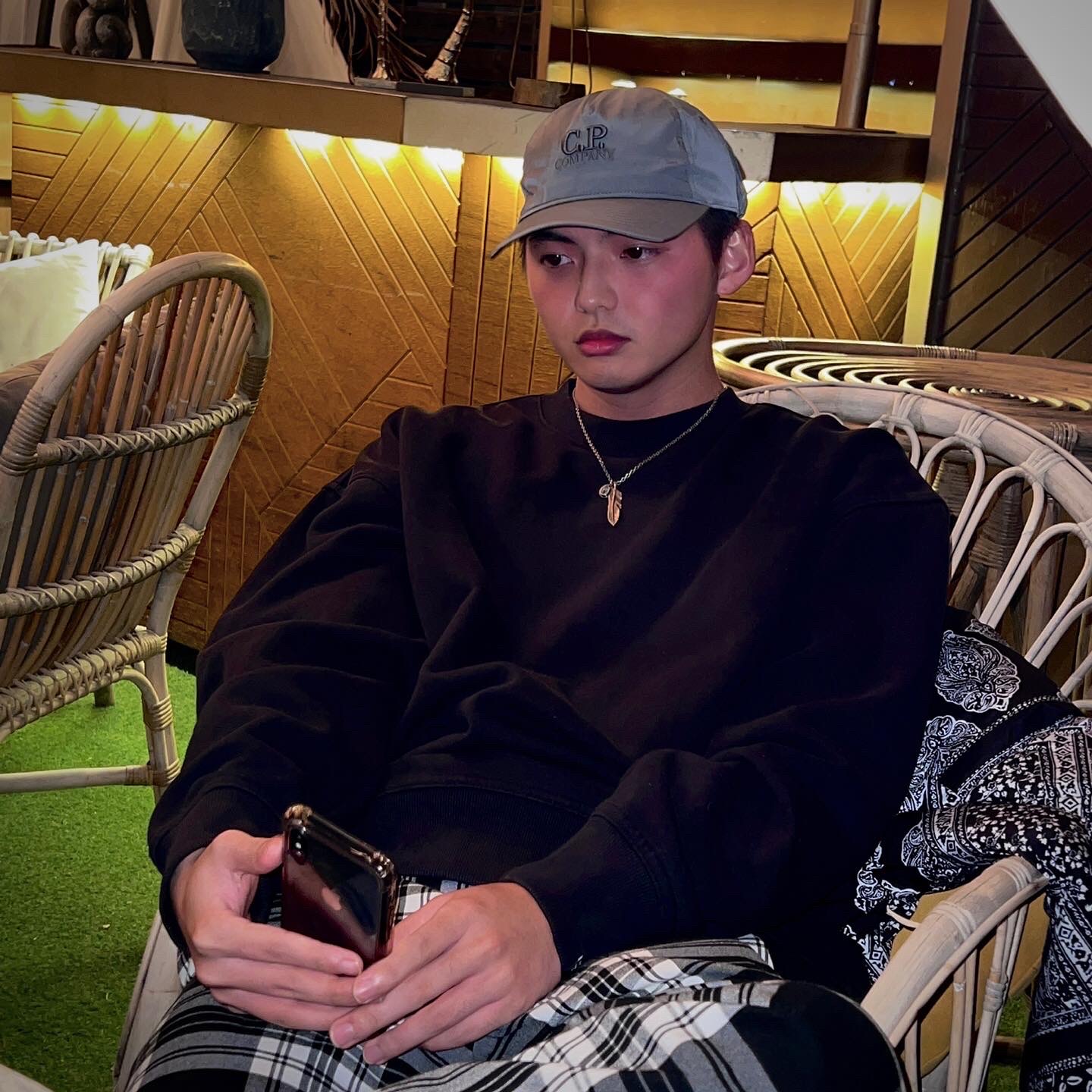 C.P. Company Goggle Back Logo Cap Green - 21SS 착용 스타일