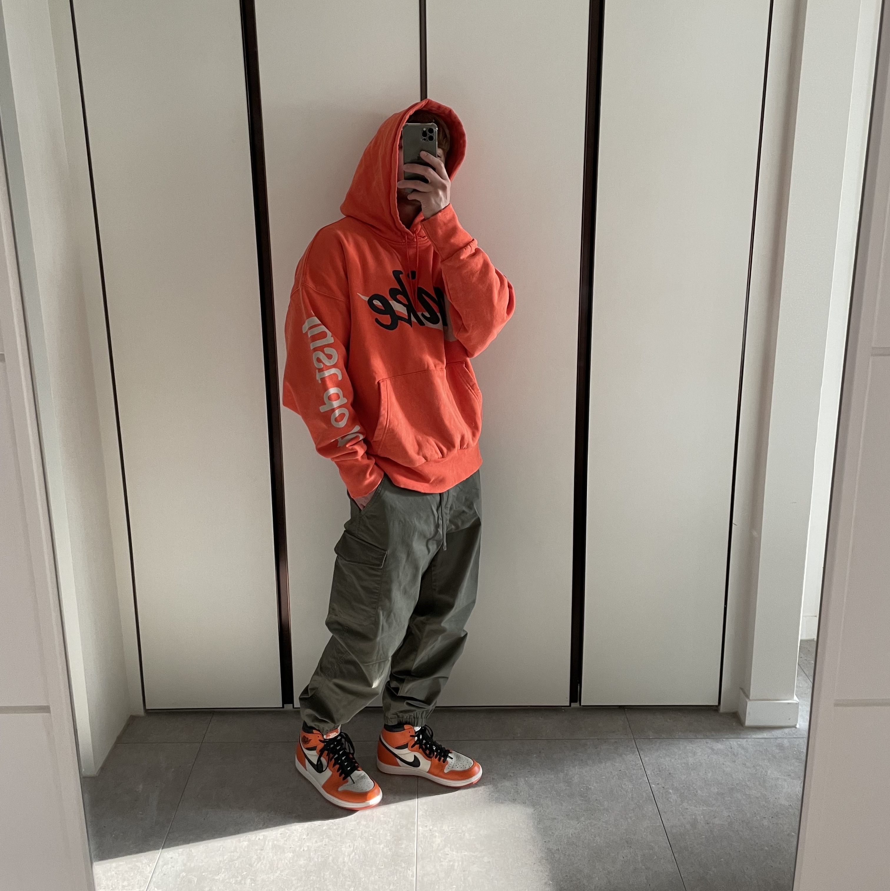 Nike x Cactus Plant Flea Market Shoebox Heavyweight Hooded Pullover Orange - US/EU, Nike x Cactus Plant Flea Market Shoebox Heavyweight Hooded Pullover Orange - Asia 착용 스타일