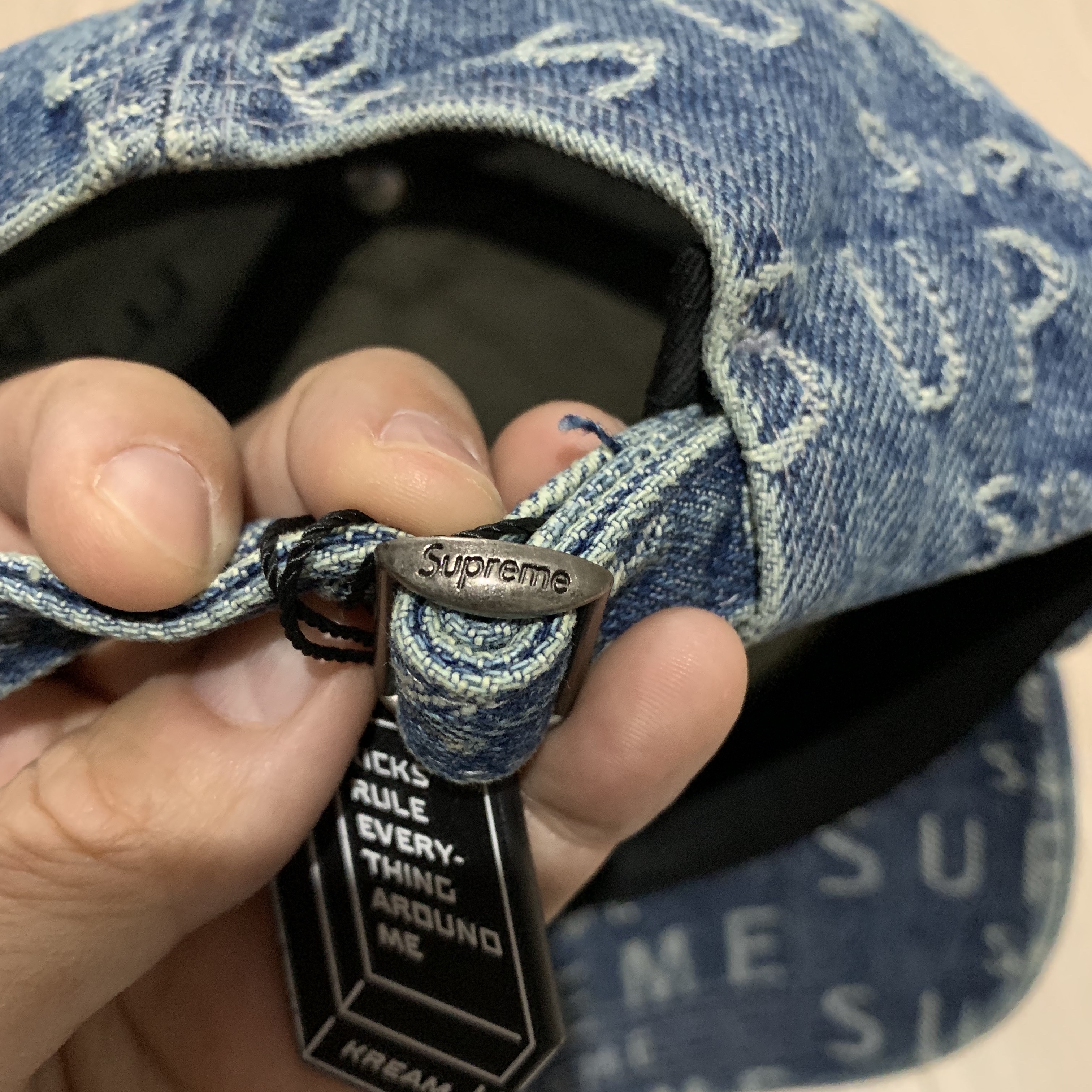 Supreme Warp Jacquard Logos Denim 6-Panel Blue - 21SS 착용 스타일 - 5