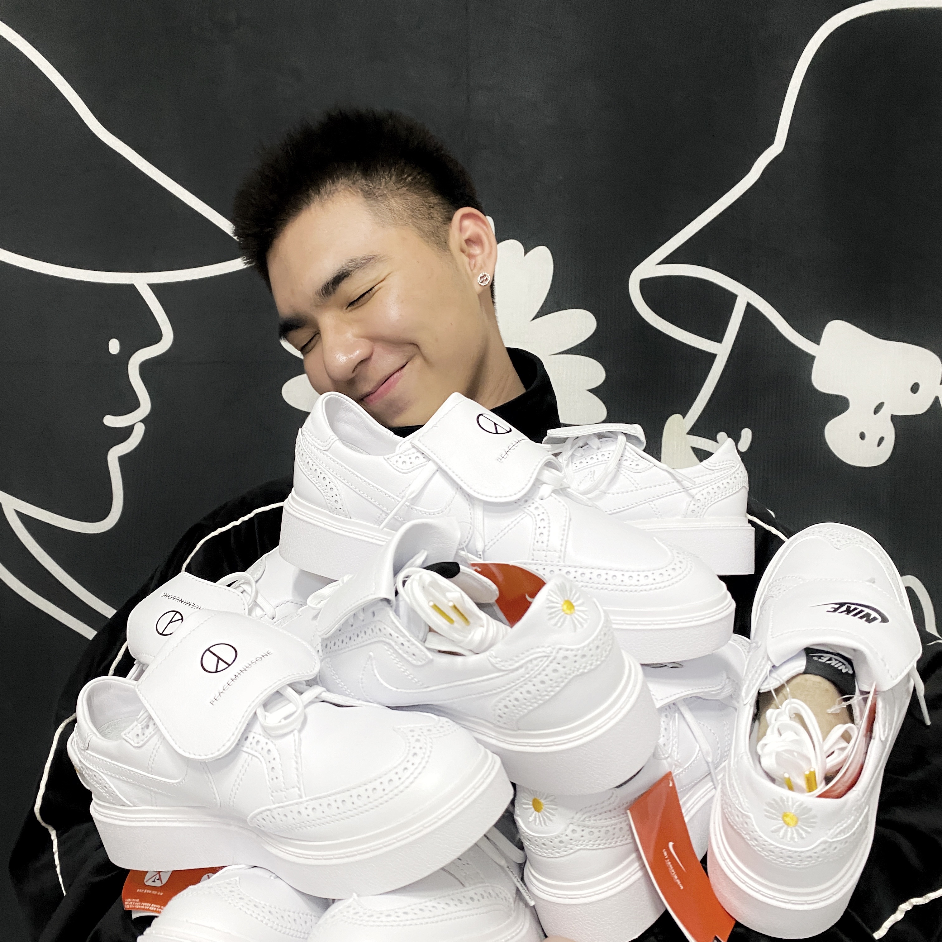 Nike x Peaceminusone Kwondo1 White 착용 스타일 - 3