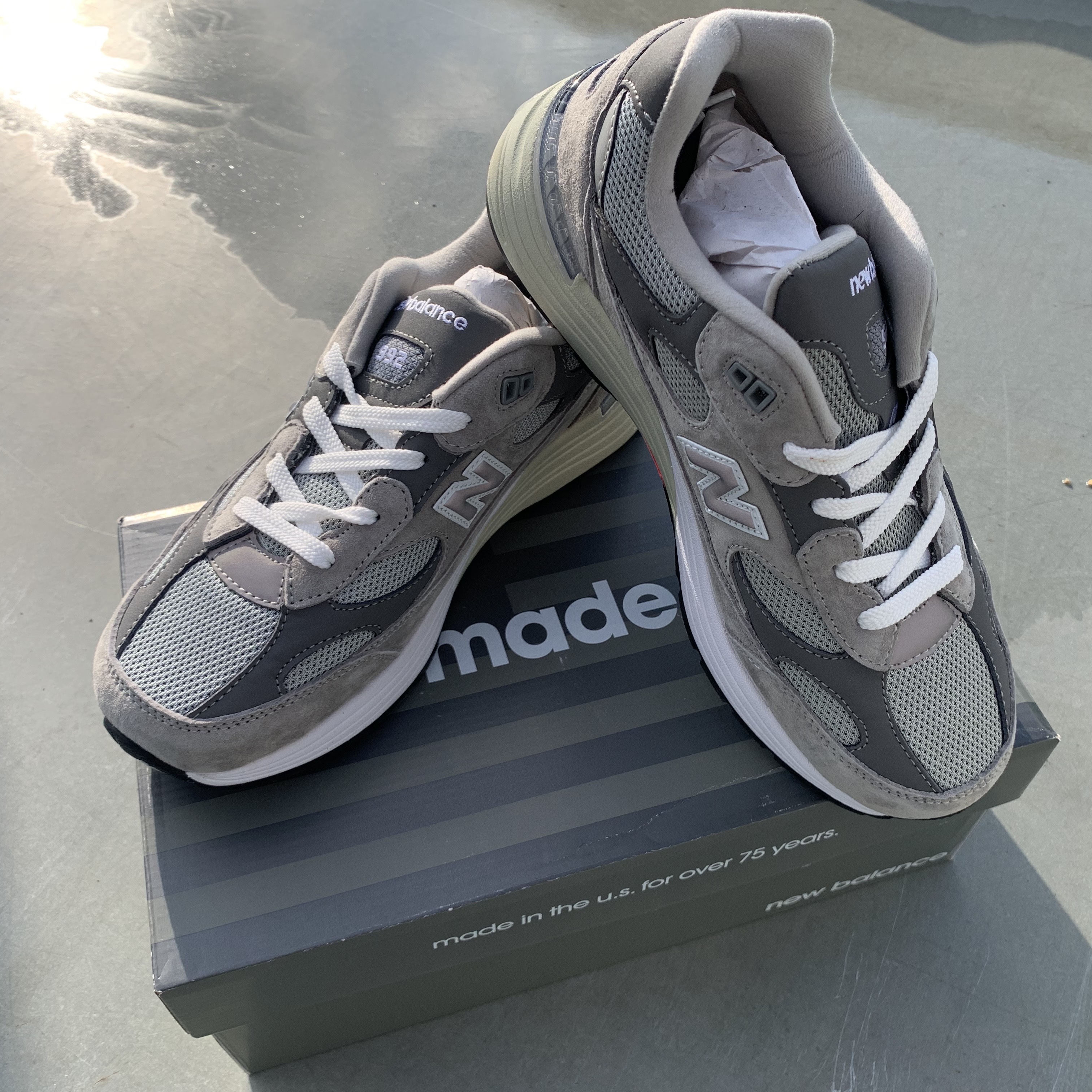New Balance 992 Made in USA Grey - D Standard 착용 스타일 - 2