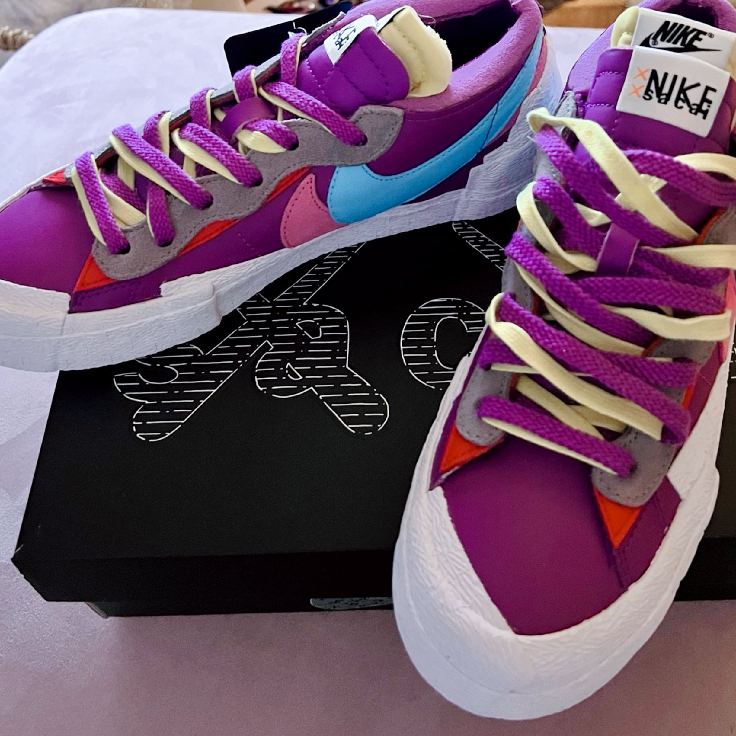 Nike x Sacai x Kaws Blazer Low Purple Dusk 착용 스타일