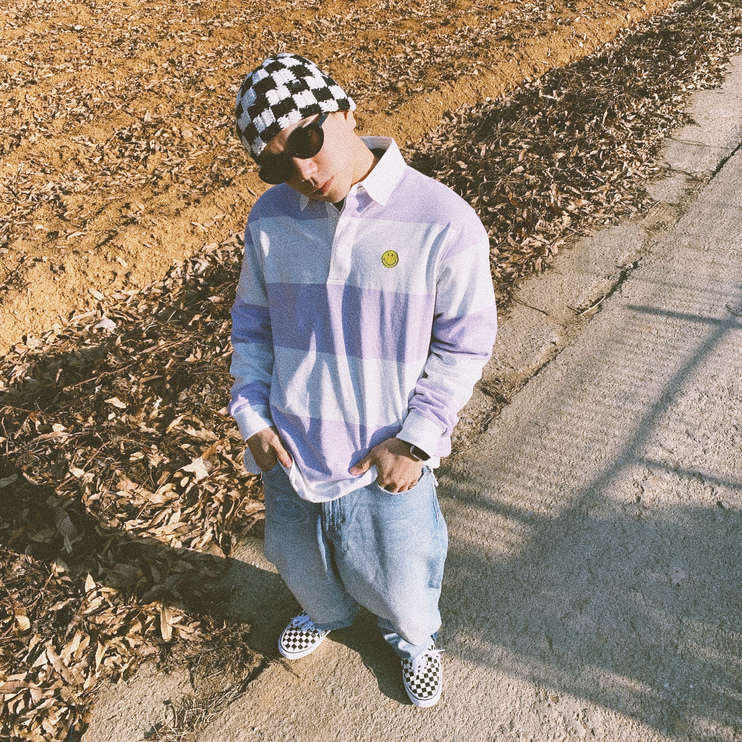 Stussy Crochet Checker Beanie Black 착용 스타일 - 1