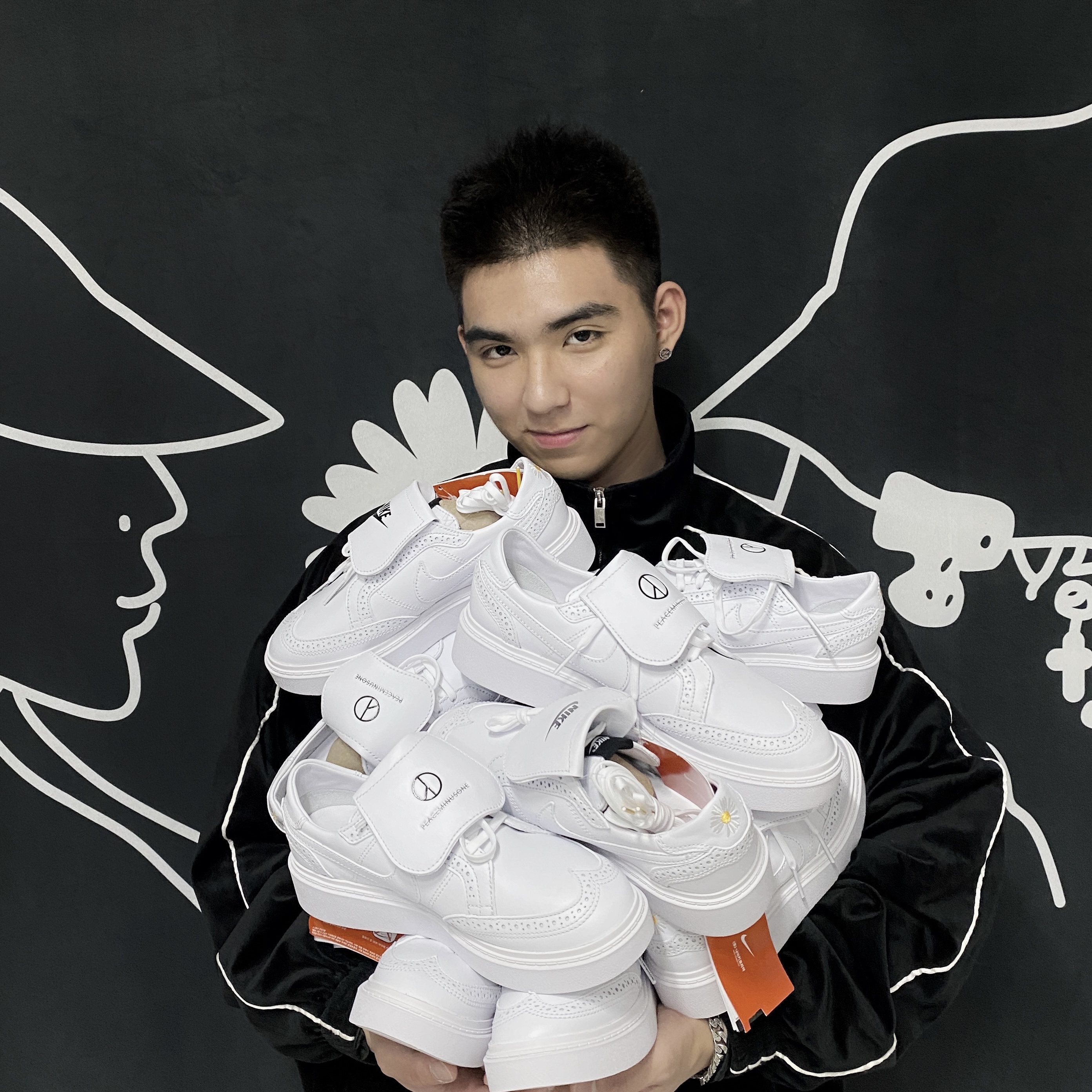 Nike x Peaceminusone Kwondo1 White 착용 스타일 - 1