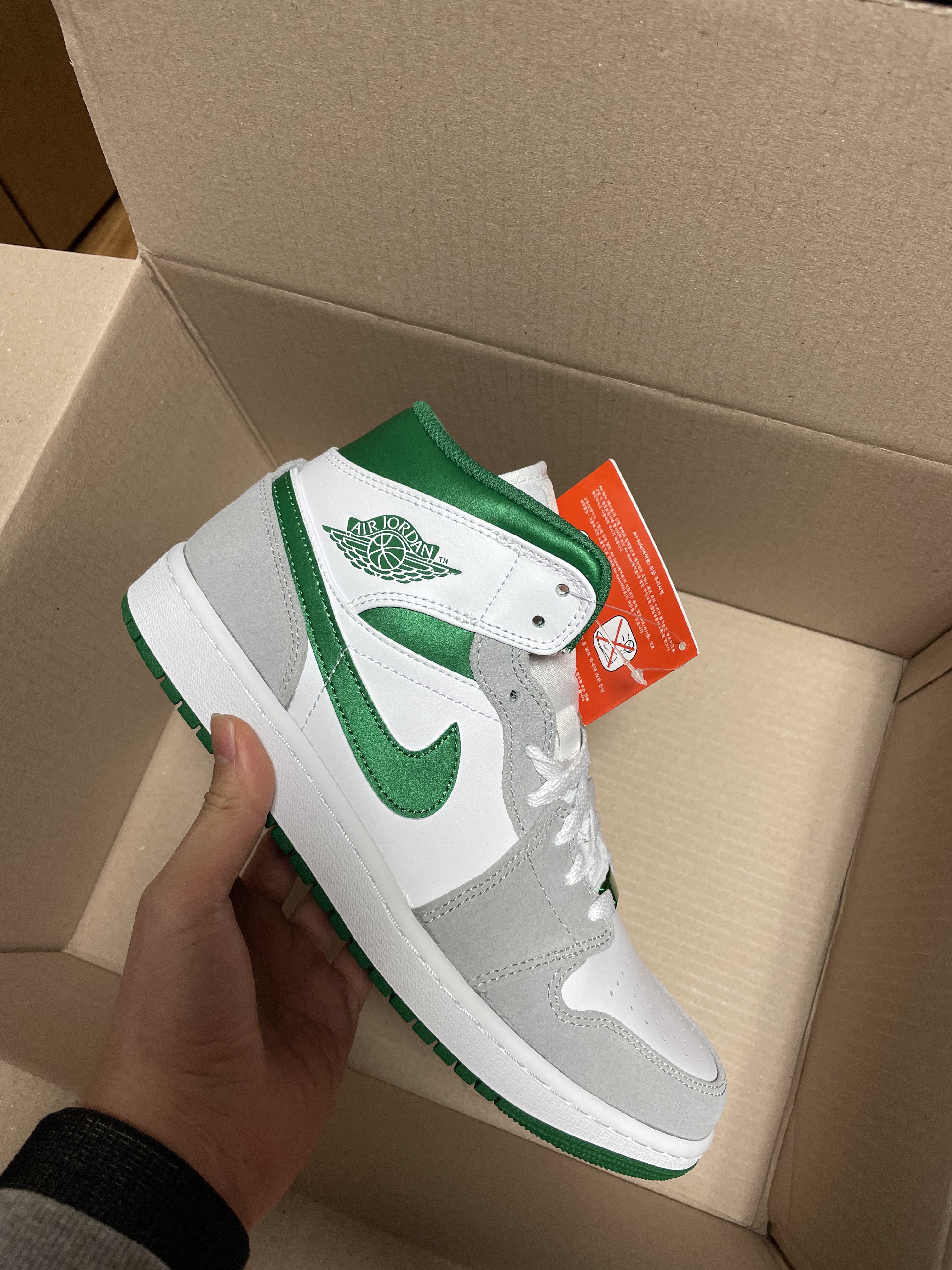 Jordan 1 Mid SE Pine Green Light Smoke Grey 착용 스타일 - 2