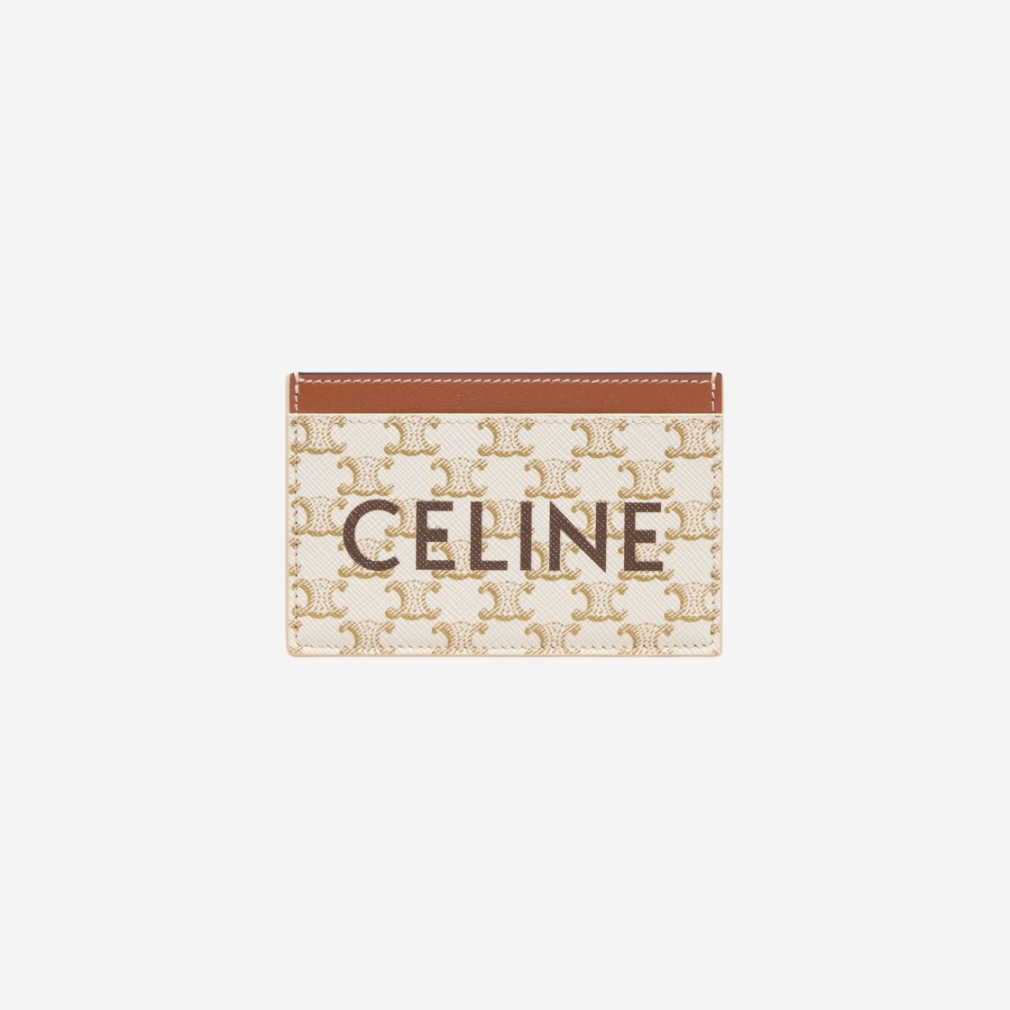 Celine Card Holder in Triomphe Canvas with Celine Print White Tan 상세 이미지 1