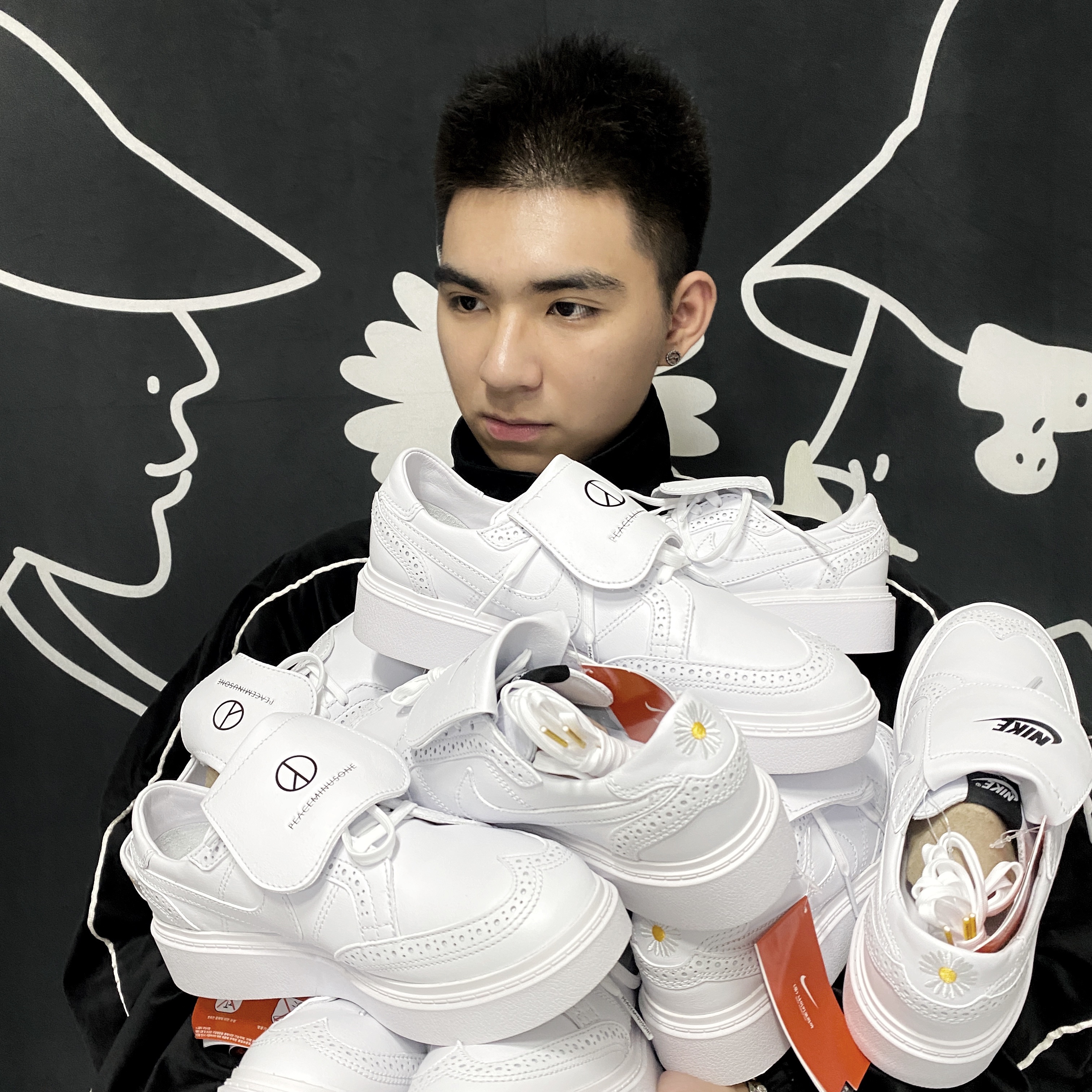 Nike x Peaceminusone Kwondo1 White 착용 스타일 - 2